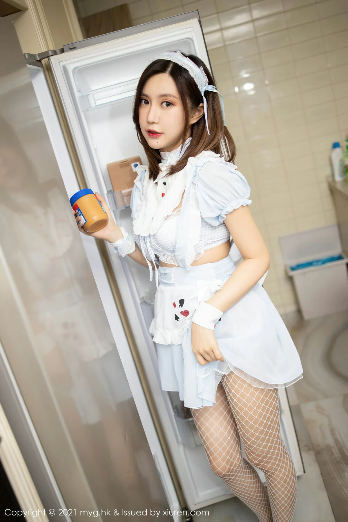 MyGirl 美媛馆 Vol.504 白色格子女仆制服 绮里嘉Carina - 9