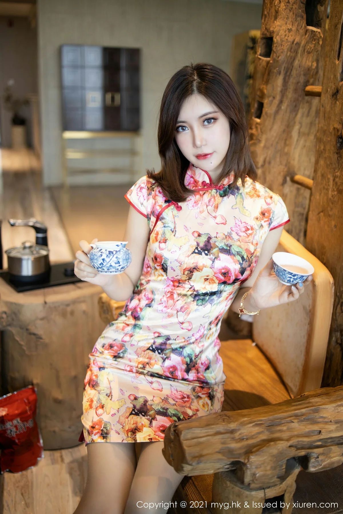 MyGirl 美媛馆 Vol.508 浪漫旗袍 绮里嘉Carina 蕾丝内衣丝袜 - 6