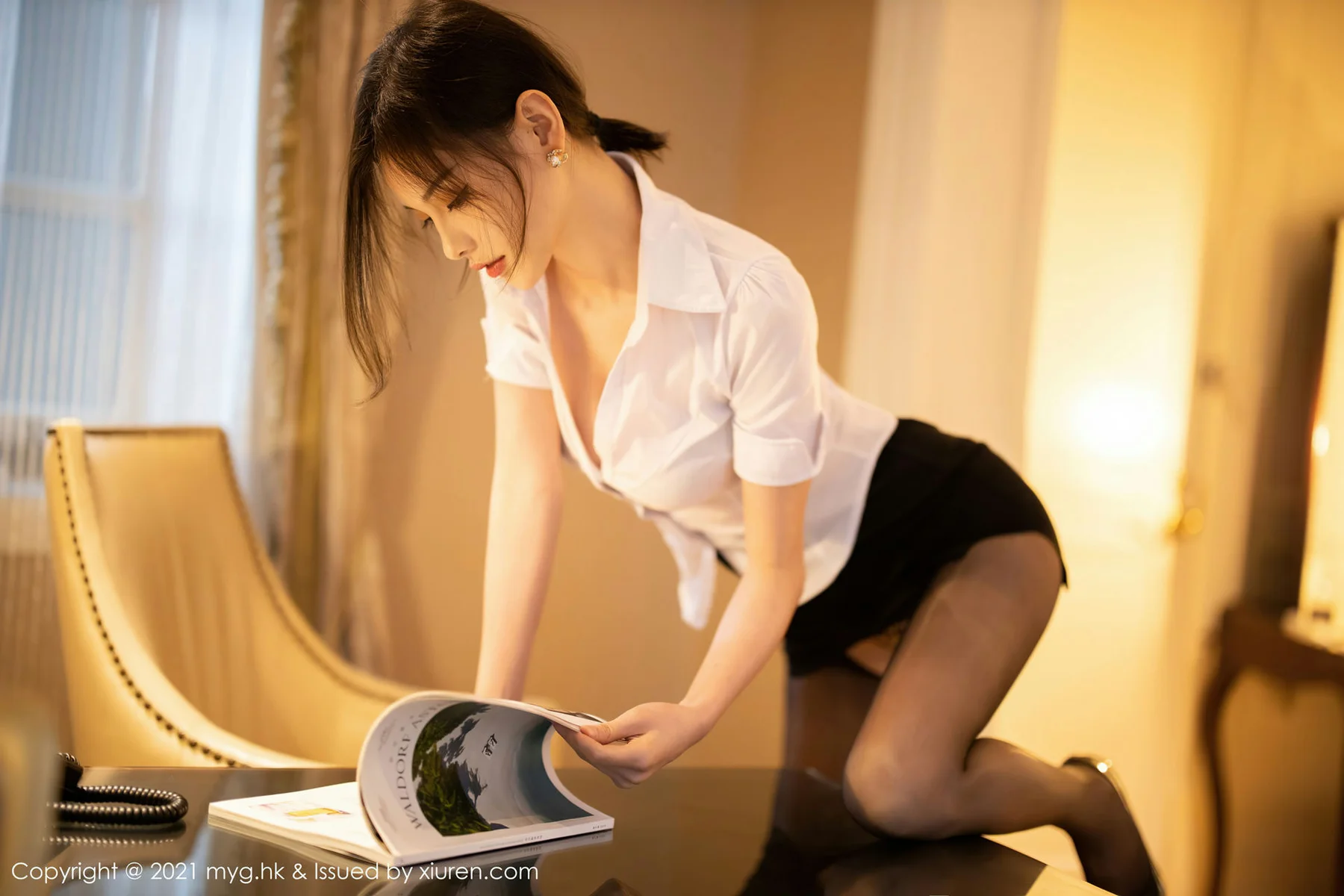 MyGirl 美媛馆 Vol.523 极光开档丝袜+豹纹内衣 小夕juju 性感写真 - 9