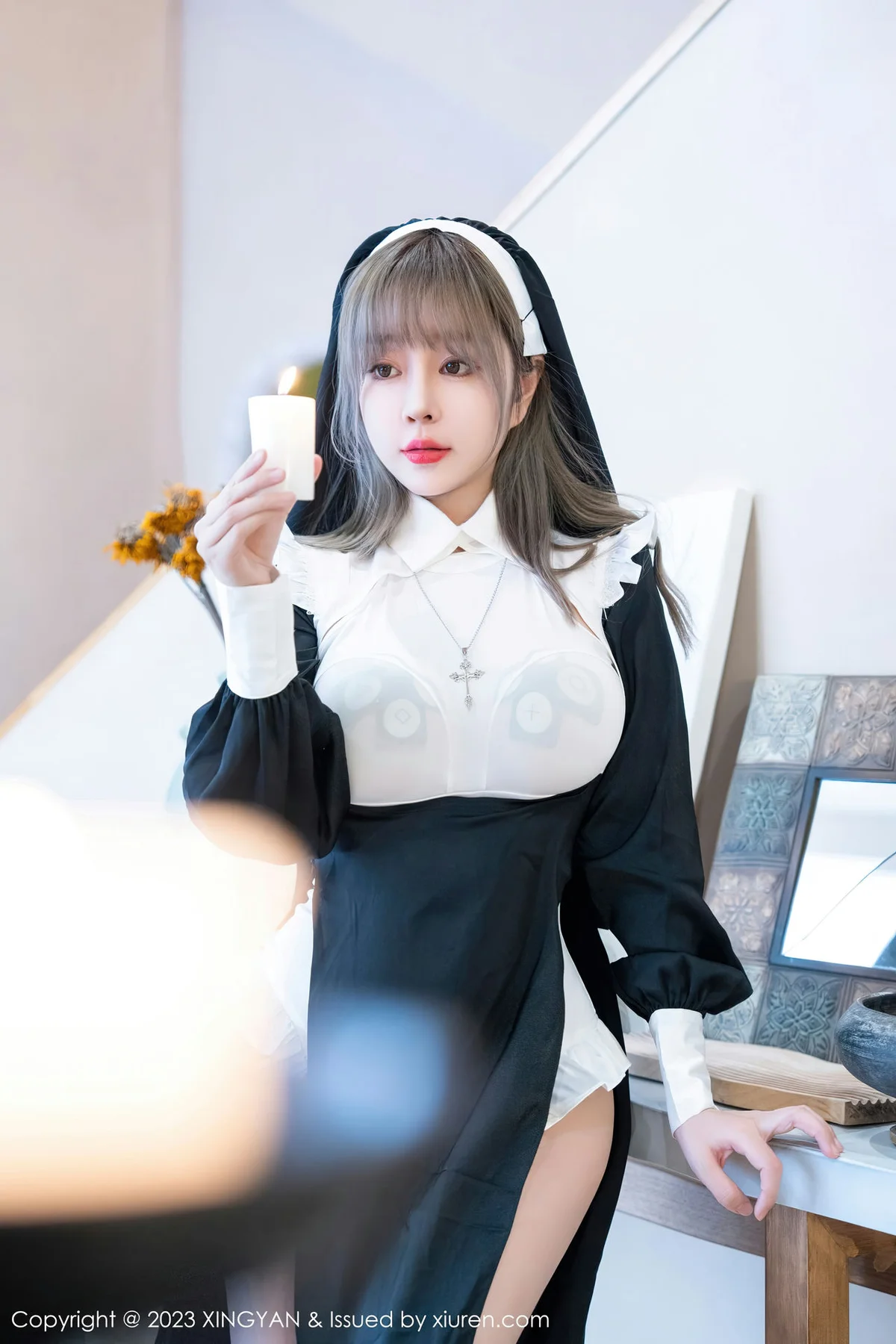 XINGYAN 星颜社 Vol.187 王雨纯 性感黑色修女性感写真 - 3