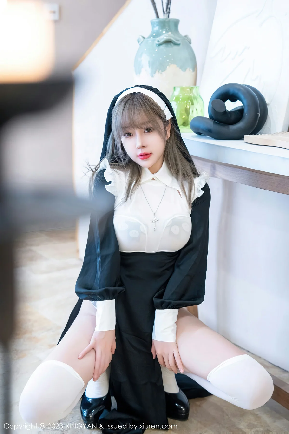 XINGYAN 星颜社 Vol.187 王雨纯 性感黑色修女性感写真 - 4