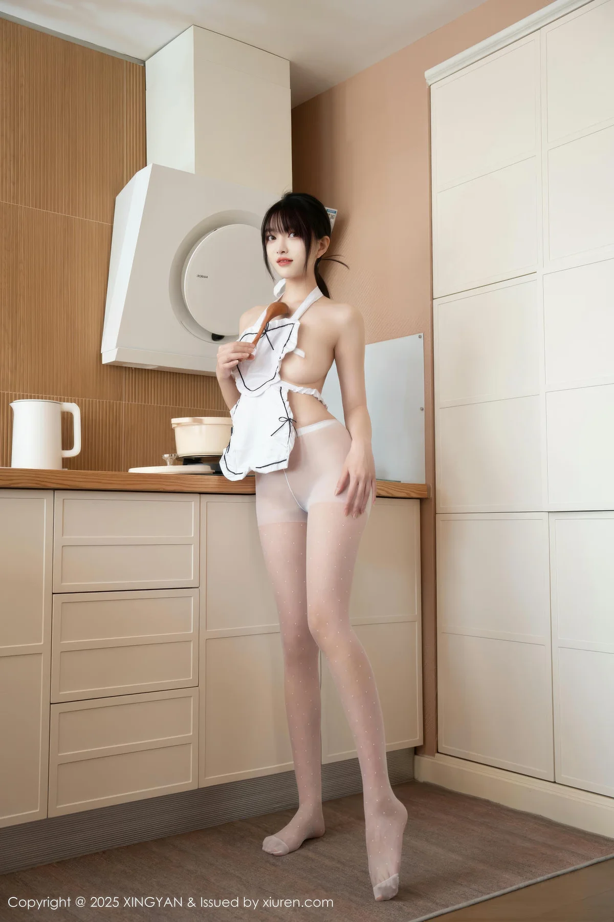 XINGYAN 星颜社 Vol.342 白露lulu 白色围裙搭白色丝袜 - 3