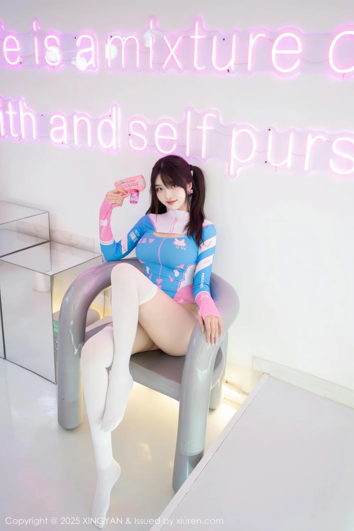 XINGYAN 星颜社 Vol.347 白露lulu 蓝色高开叉服饰 - 3