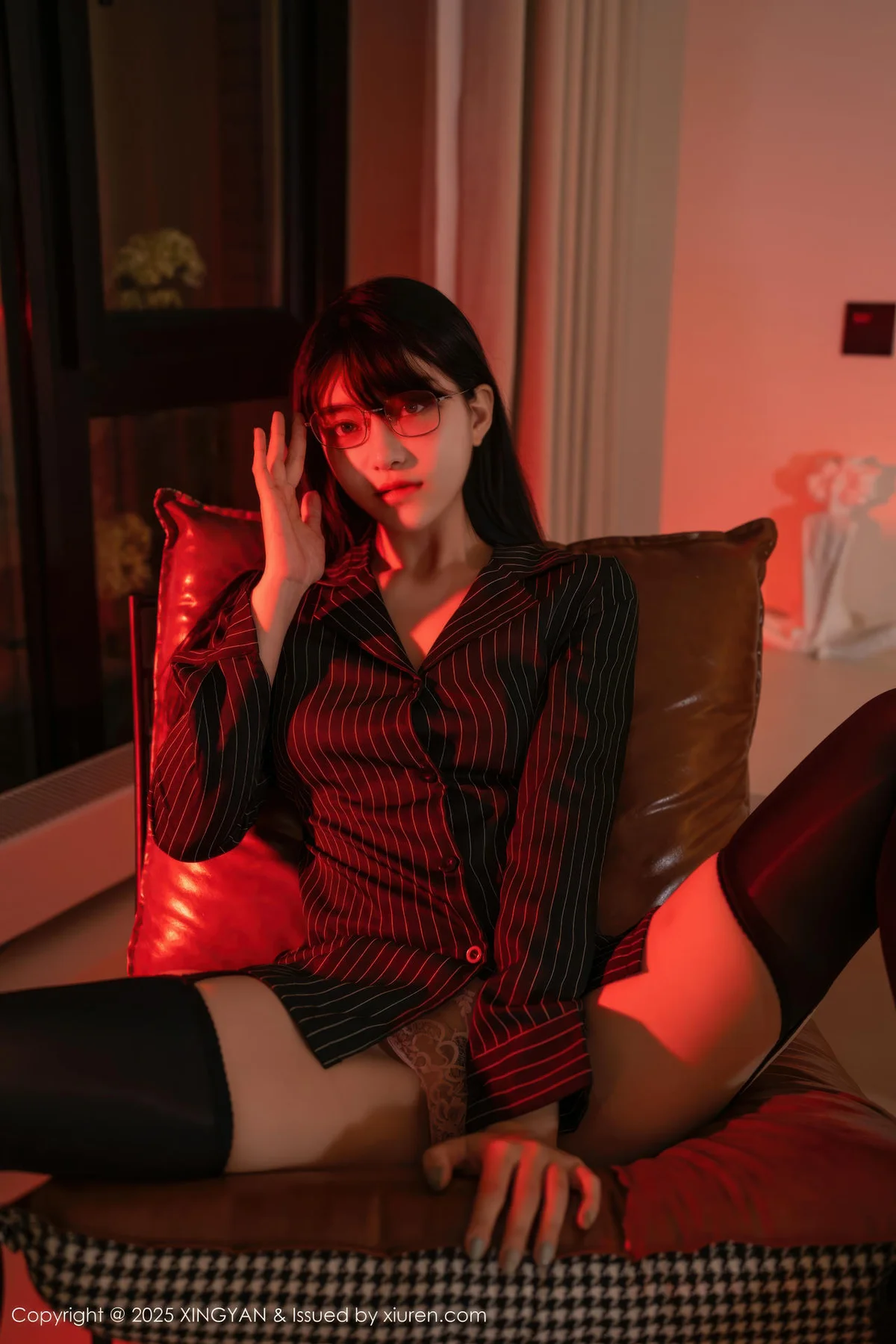 XINGYAN 星颜社 Vol.376 白露lulu 黑色衬衫魅惑黑丝 - 3