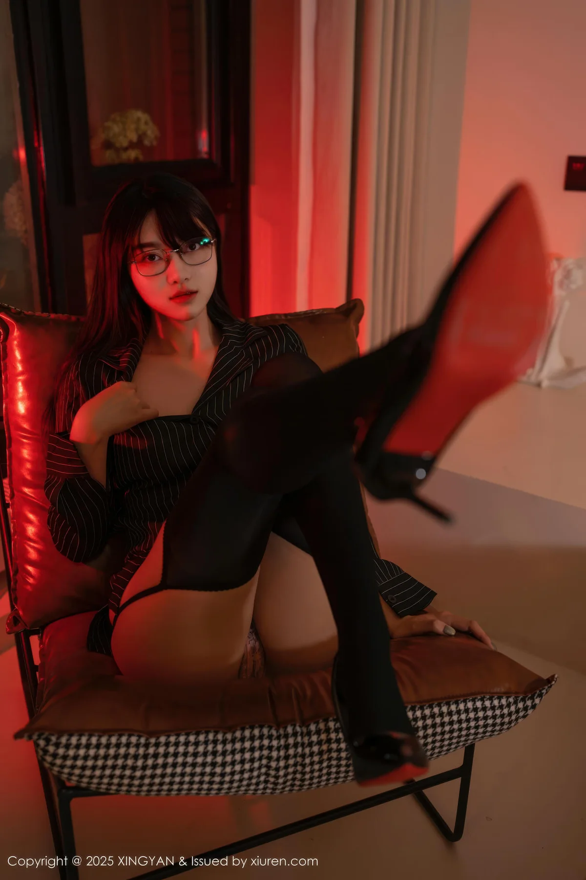 XINGYAN 星颜社 Vol.376 白露lulu 黑色衬衫魅惑黑丝 - 6