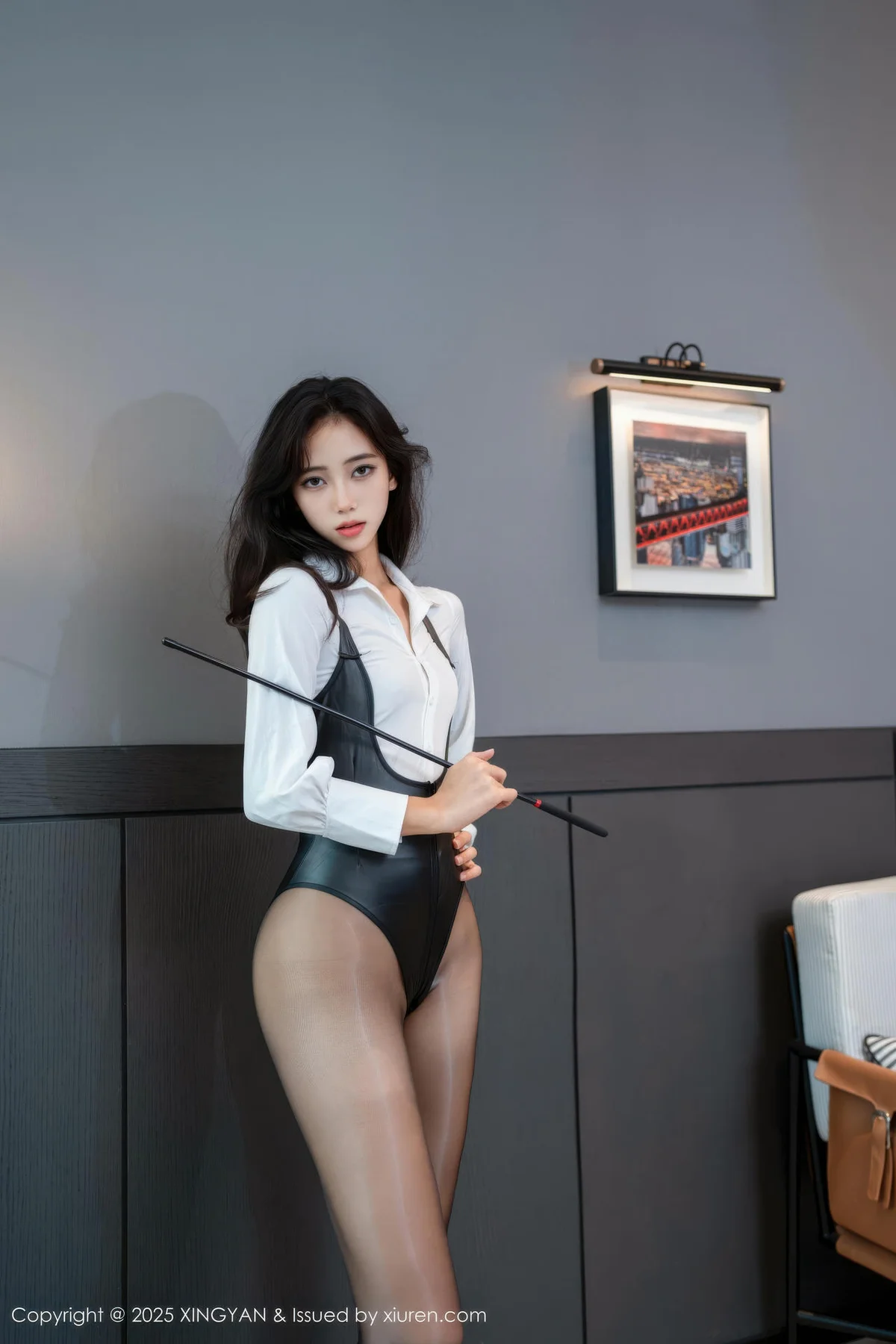 XINGYAN 星颜社 Vol.400 时安安  白色衬衫魅惑黑丝 - 3