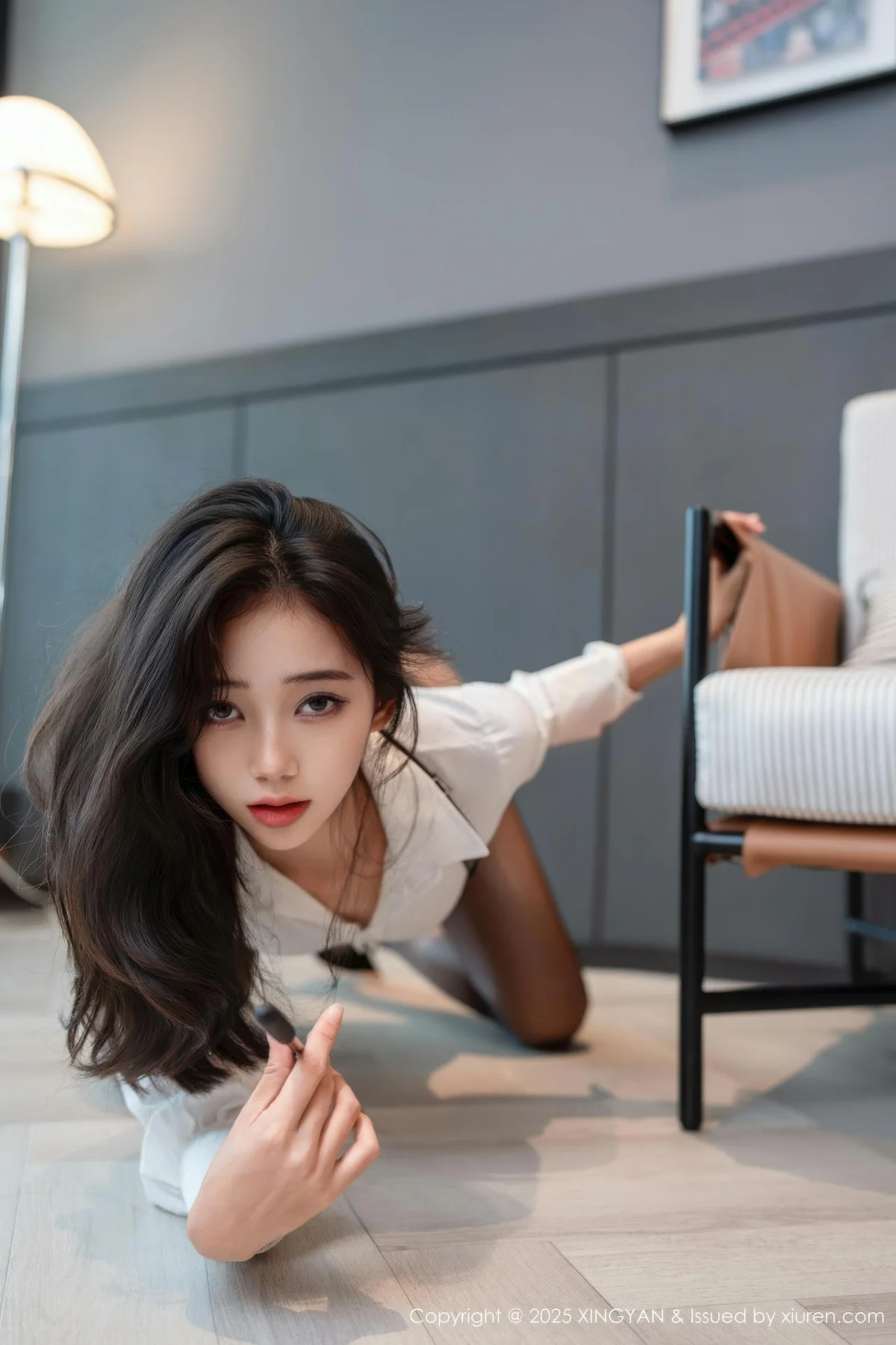 XINGYAN 星颜社 Vol.400 时安安  白色衬衫魅惑黑丝 - 10