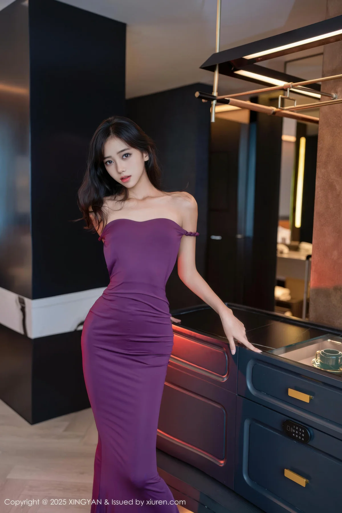 XINGYAN 星颜社 Vol.407 时安安 紫色连衣裙美腿 - 1