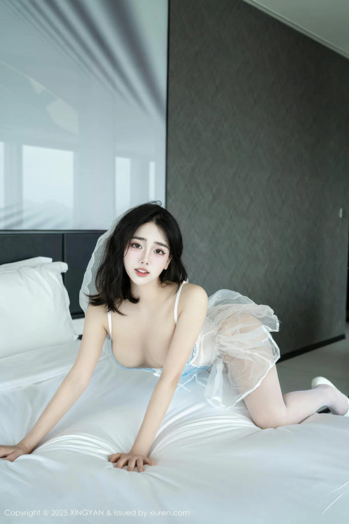 XINGYAN 星颜社 Vol.410 阮福福 白丝吊袜连衣短裙 - 10