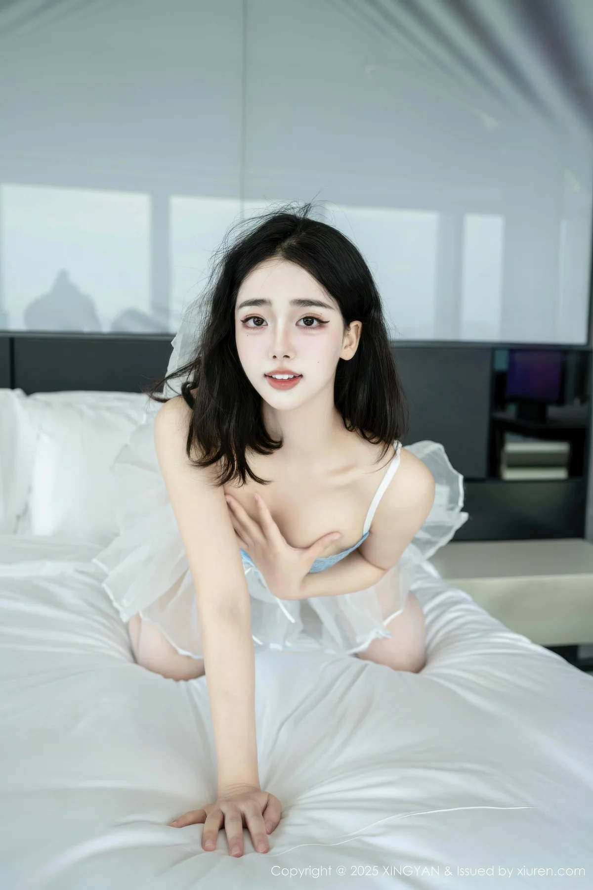 XINGYAN 星颜社 Vol.410 阮福福 白丝吊袜连衣短裙 - 10