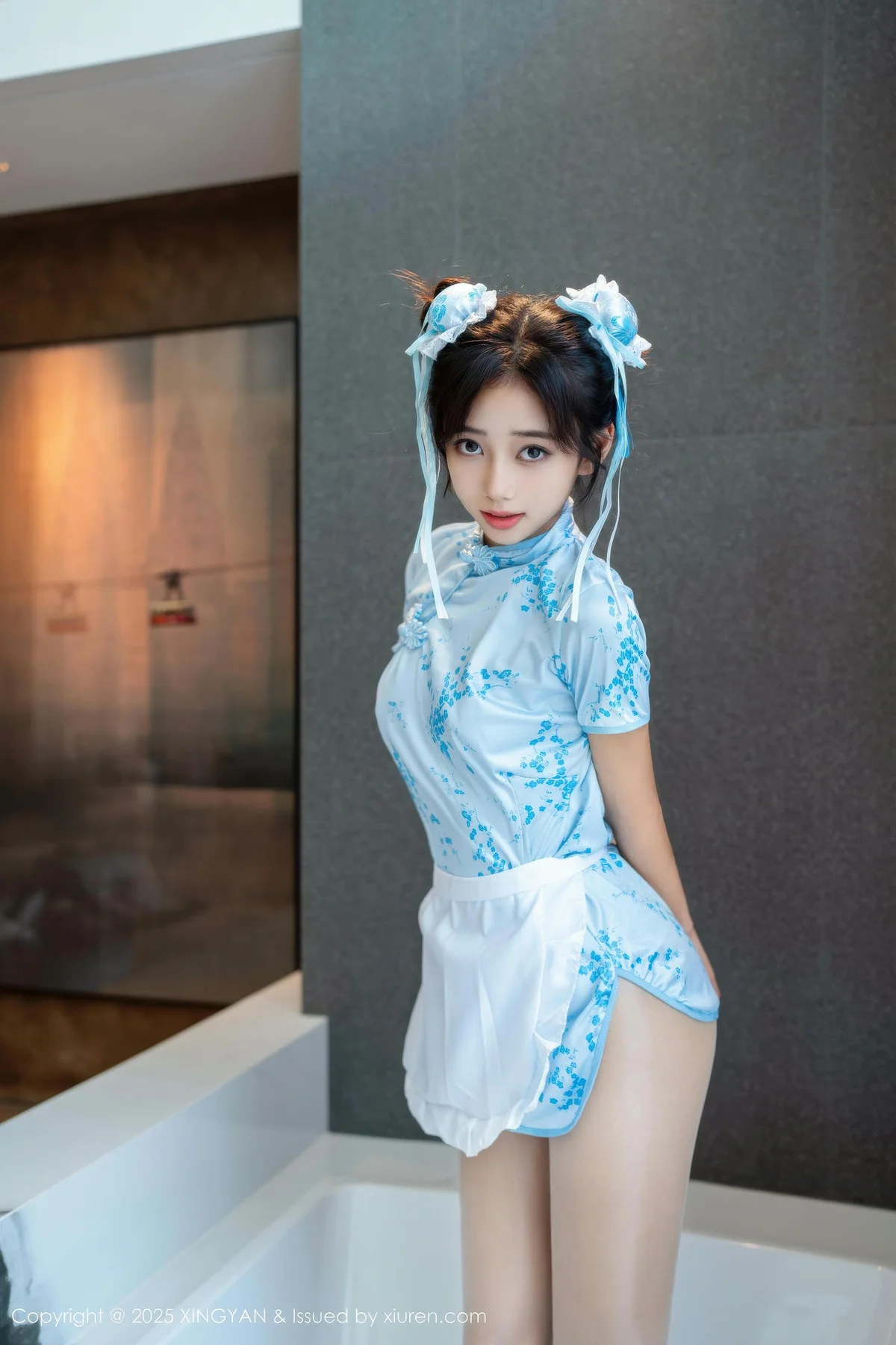 XINGYAN 星颜社 Vol.414 时安安 萝莉蓝色旗袍 - 5