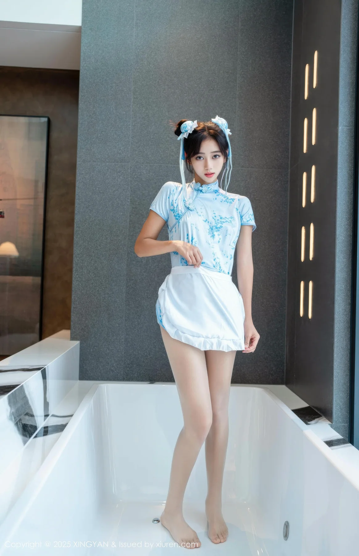 XINGYAN 星颜社 Vol.414 时安安 萝莉蓝色旗袍 - 5