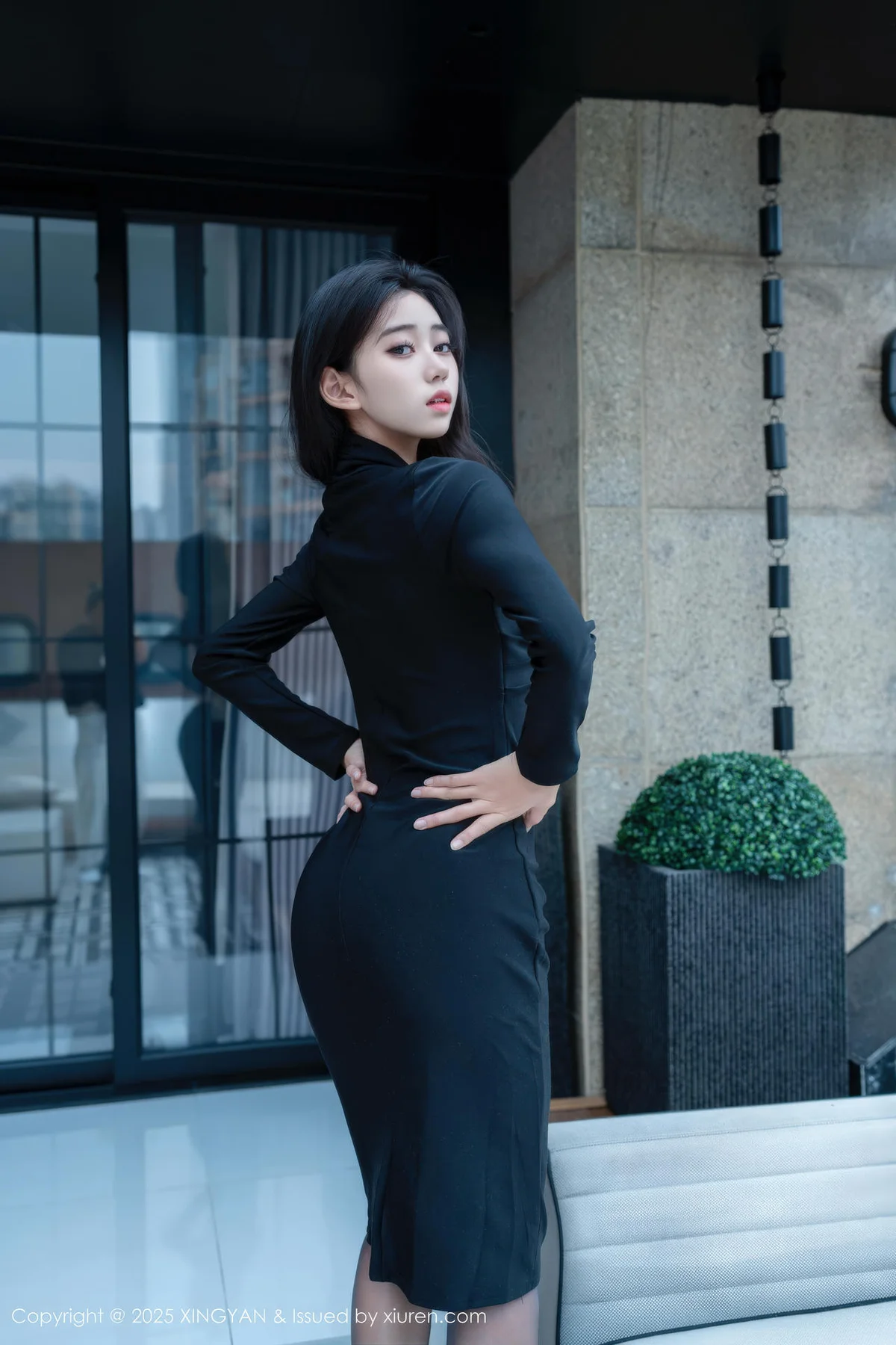 XINGYAN 星颜社 Vol.426 时安安 黑色连衣裙黑丝美女 - 1