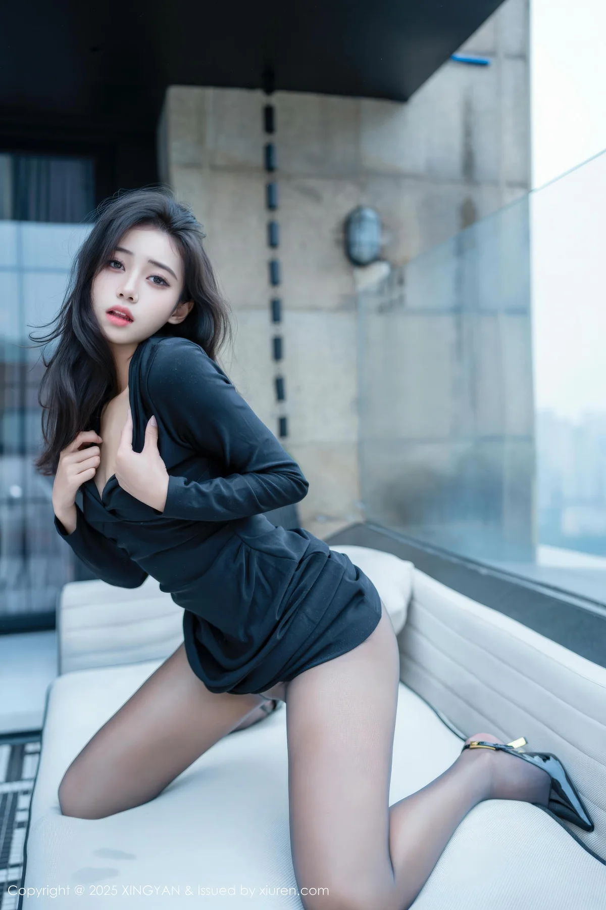 XINGYAN 星颜社 Vol.426 时安安 黑色连衣裙黑丝美女 - 3