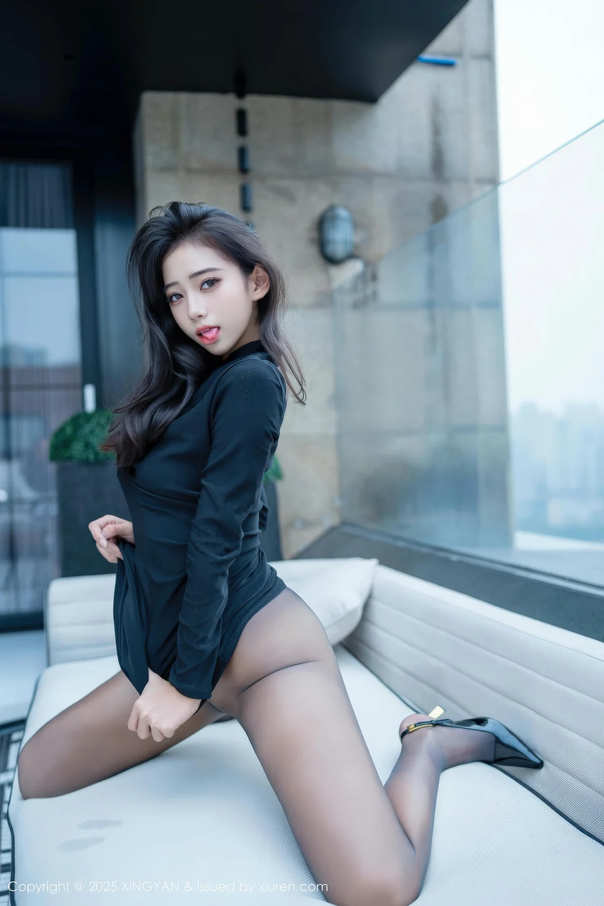 XINGYAN 星颜社 Vol.426 时安安 黑色连衣裙黑丝美女 - 7