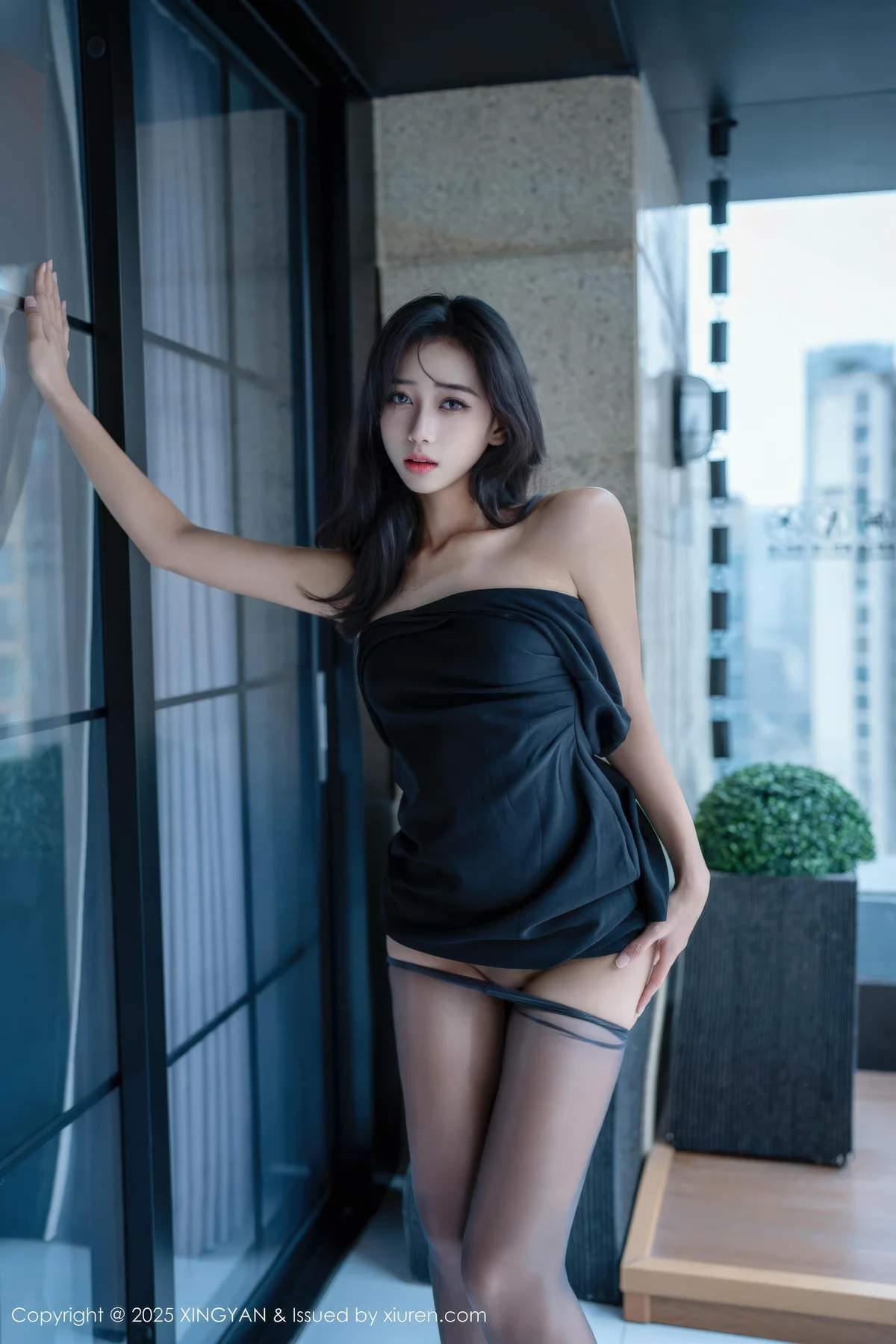 XINGYAN 星颜社 Vol.426 时安安 黑色连衣裙黑丝美女 - 4