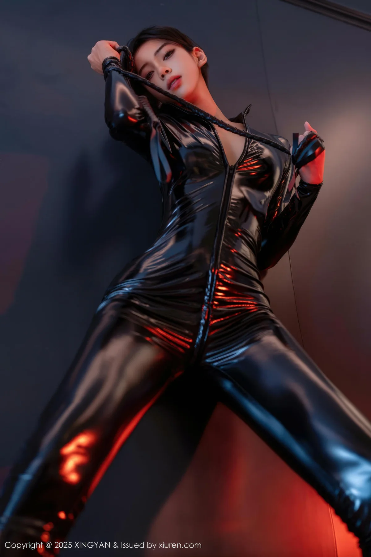XINGYAN 星颜社 Vol.434 时安安 黑色连体皮衣 - 7