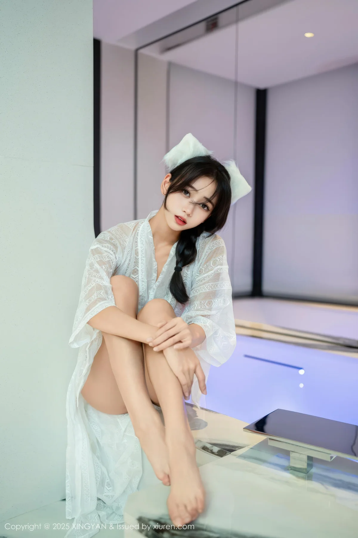 XINGYAN 星颜社 Vol.442 时安安 透视蕾丝白裙 - 4