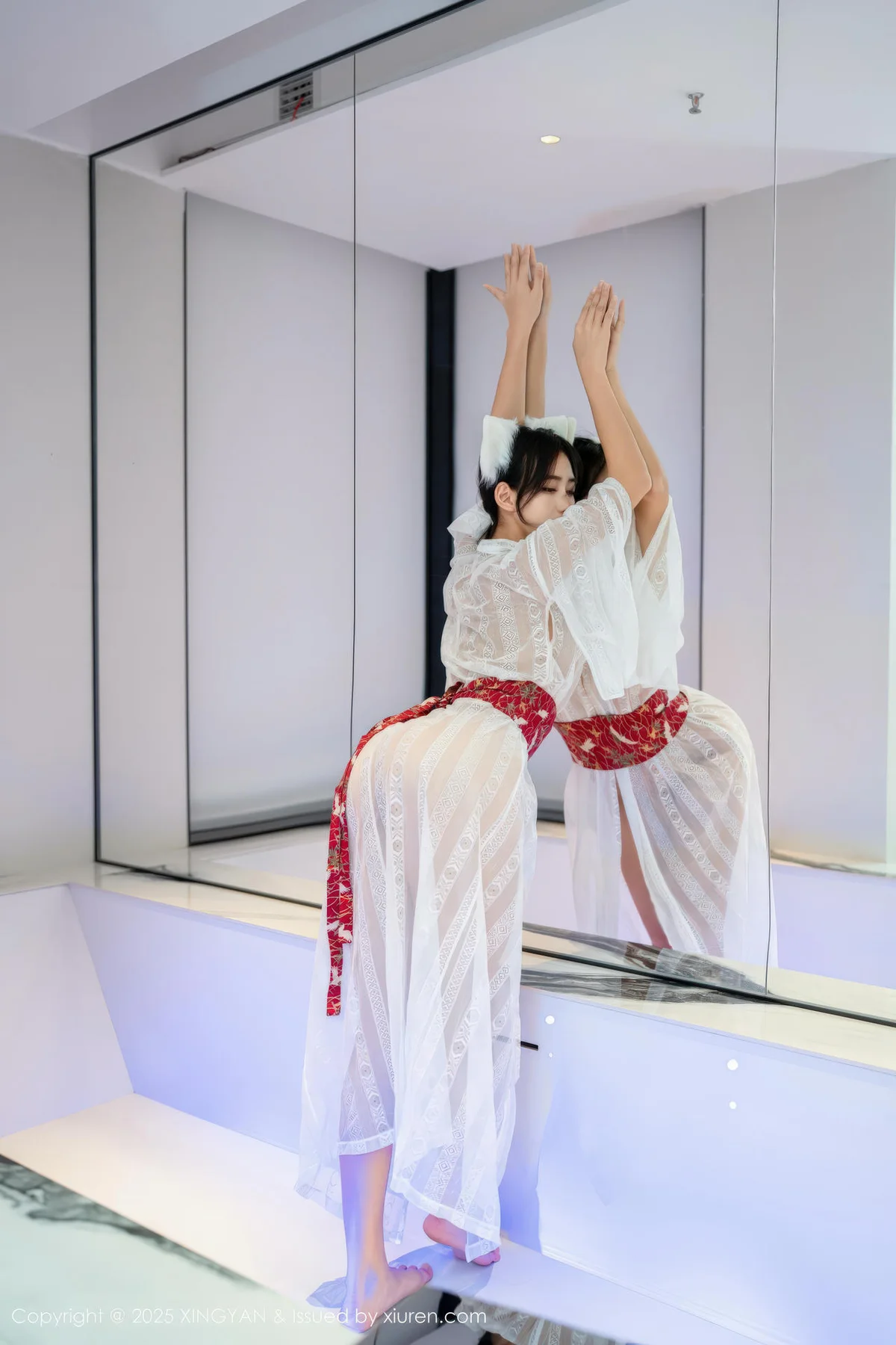 XINGYAN 星颜社 Vol.442 时安安 透视蕾丝白裙 - 5