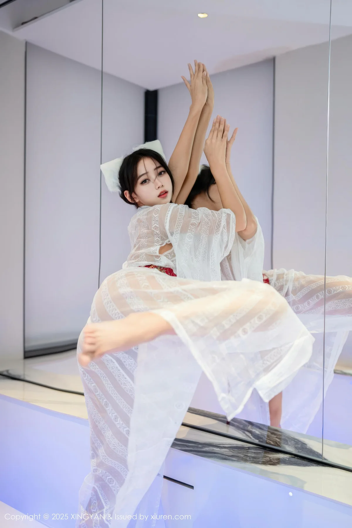 XINGYAN 星颜社 Vol.442 时安安 透视蕾丝白裙 - 6