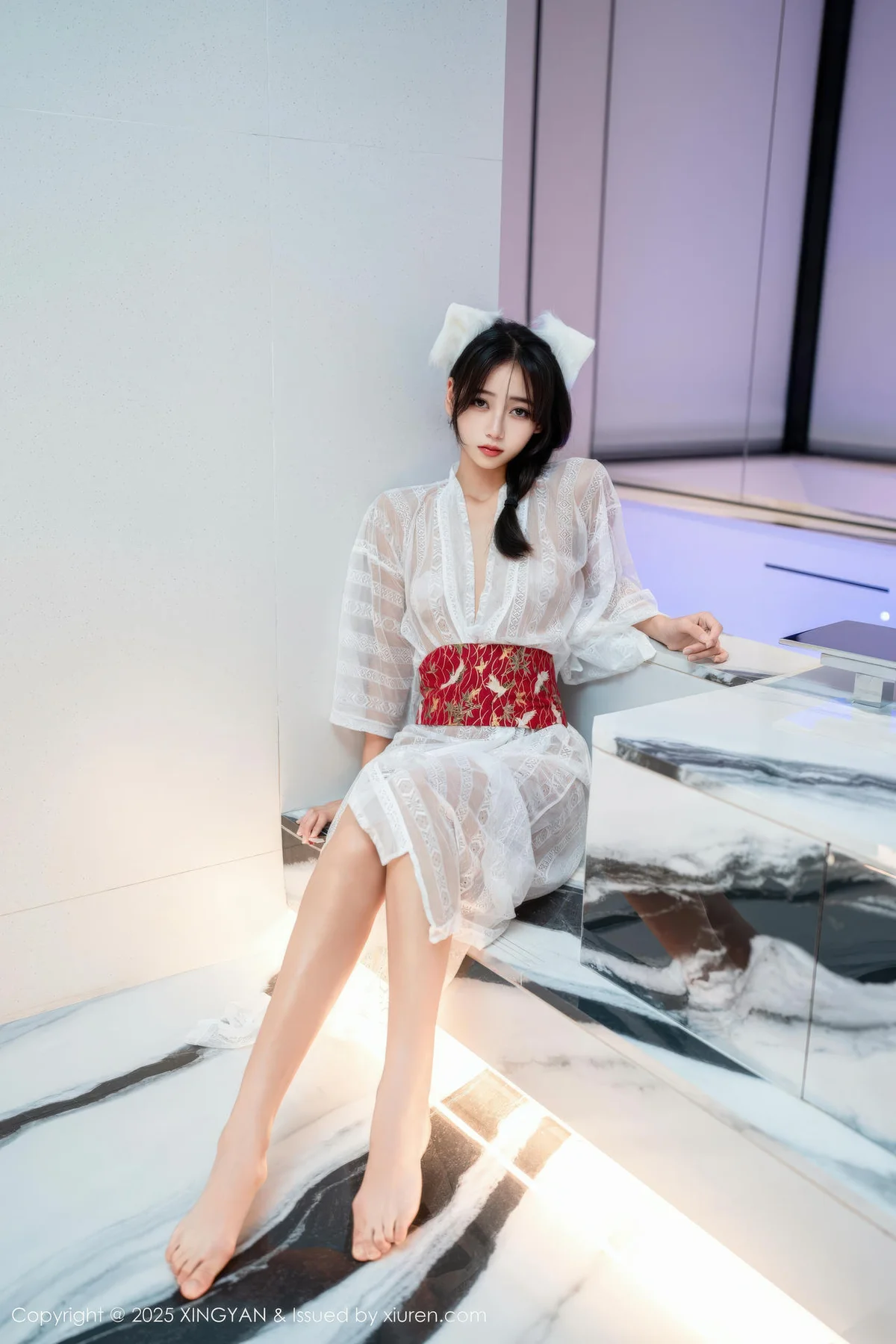 XINGYAN 星颜社 Vol.442 时安安 透视蕾丝白裙 - 8