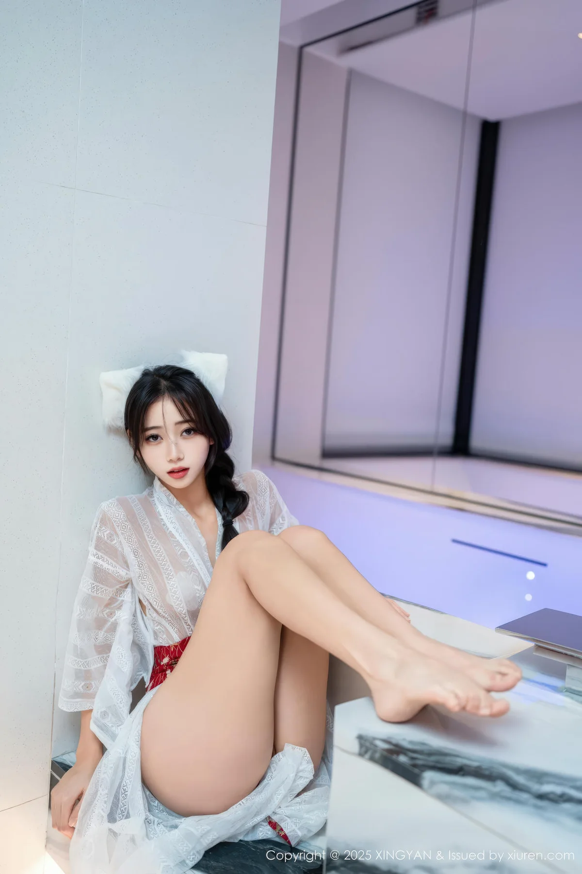 XINGYAN 星颜社 Vol.442 时安安 透视蕾丝白裙 - 9