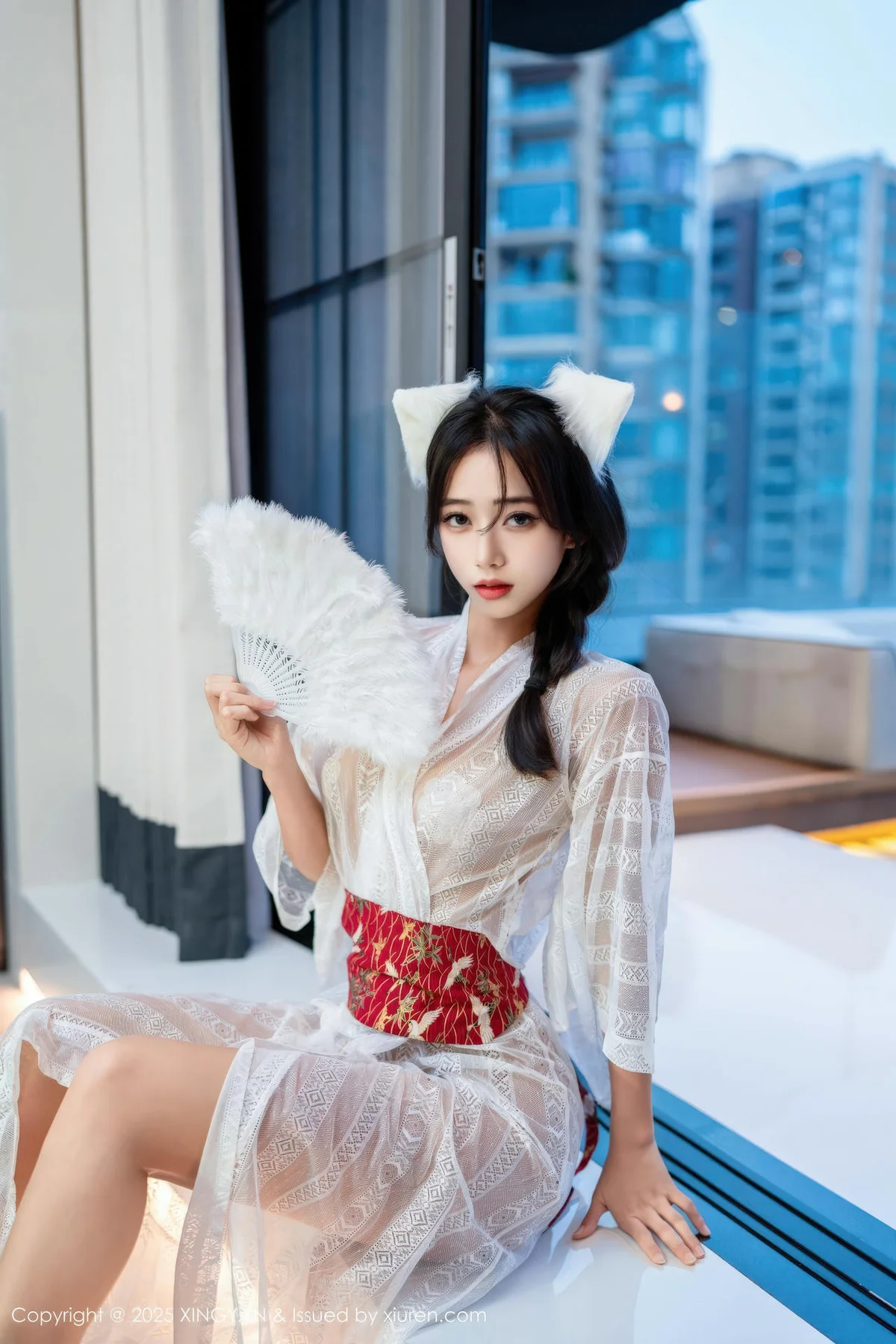 XINGYAN 星颜社 Vol.442 时安安 透视蕾丝白裙 - 5