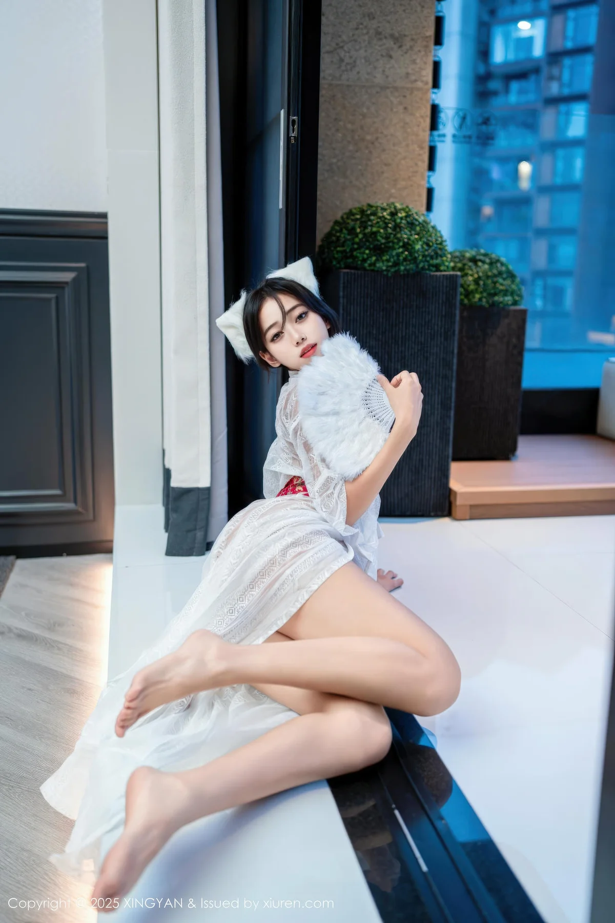 XINGYAN 星颜社 Vol.442 时安安 透视蕾丝白裙 - 7