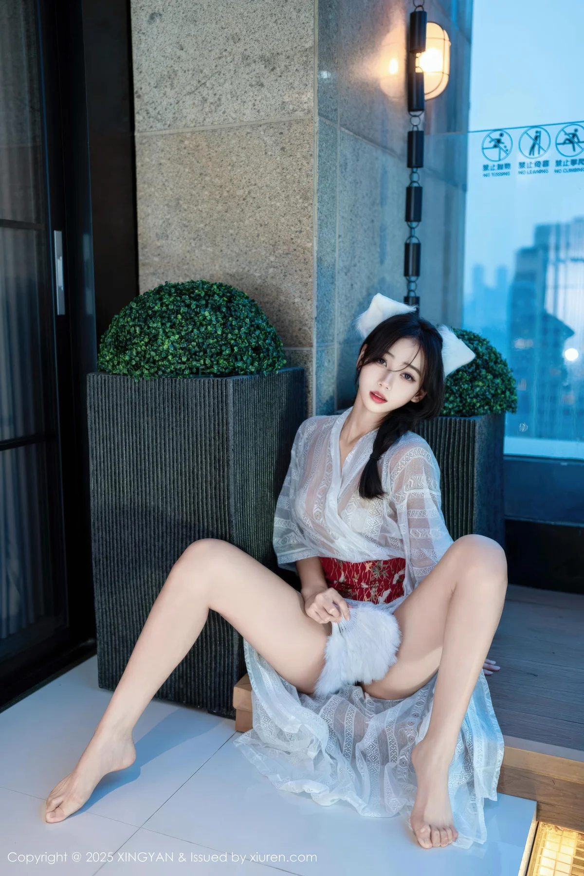 XINGYAN 星颜社 Vol.442 时安安 透视蕾丝白裙 - 1