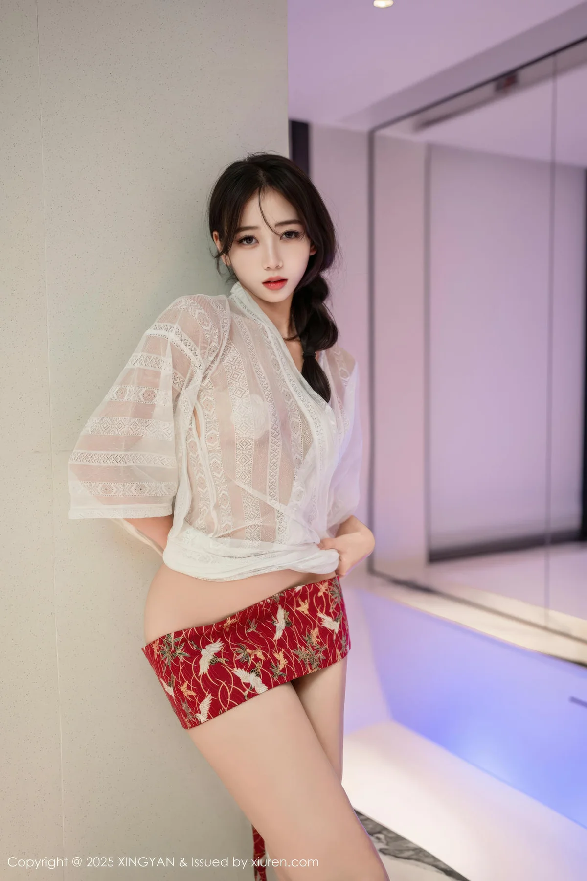 XINGYAN 星颜社 Vol.442 时安安 透视蕾丝白裙 - 10