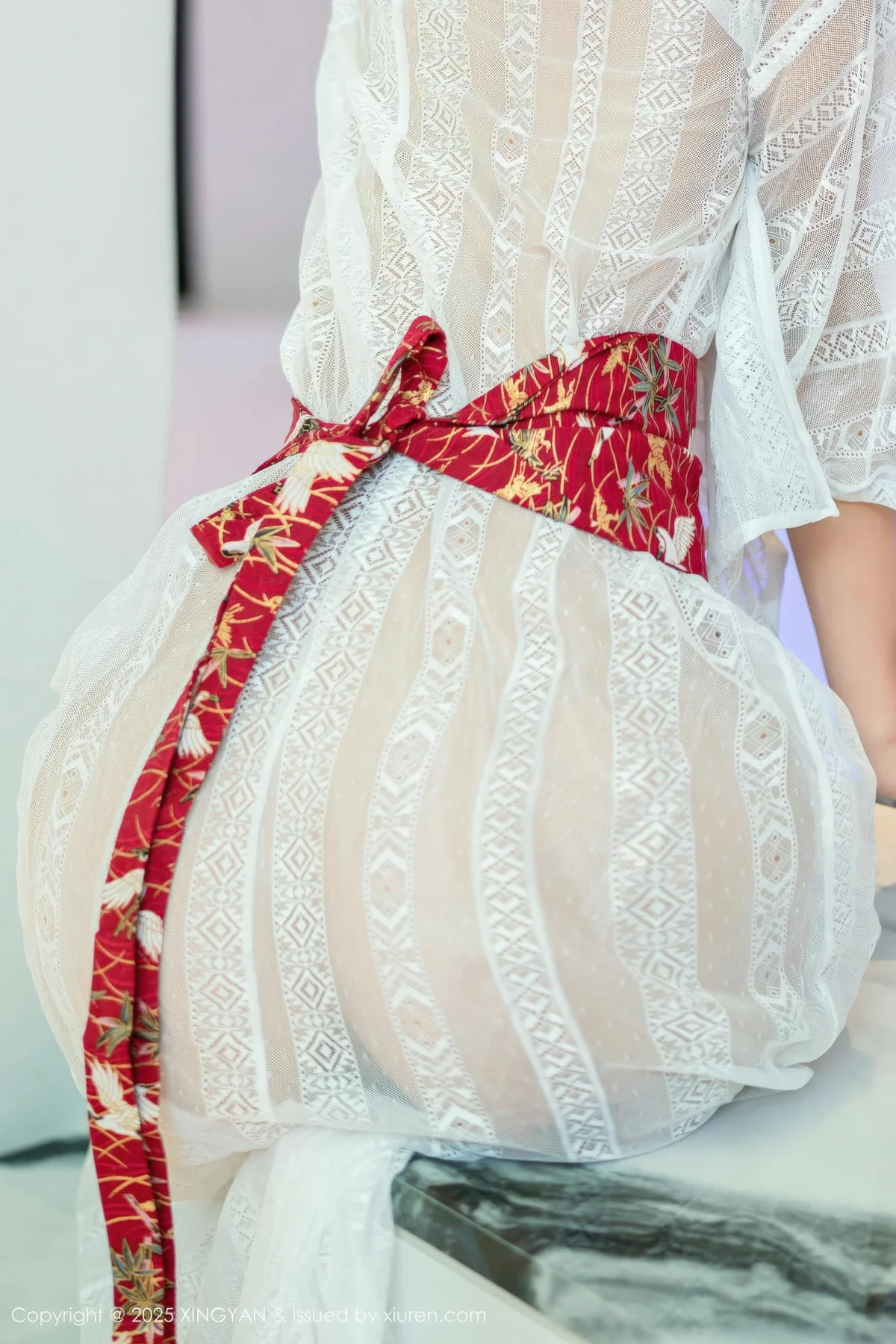 XINGYAN 星颜社 Vol.442 时安安 透视蕾丝白裙 - 1