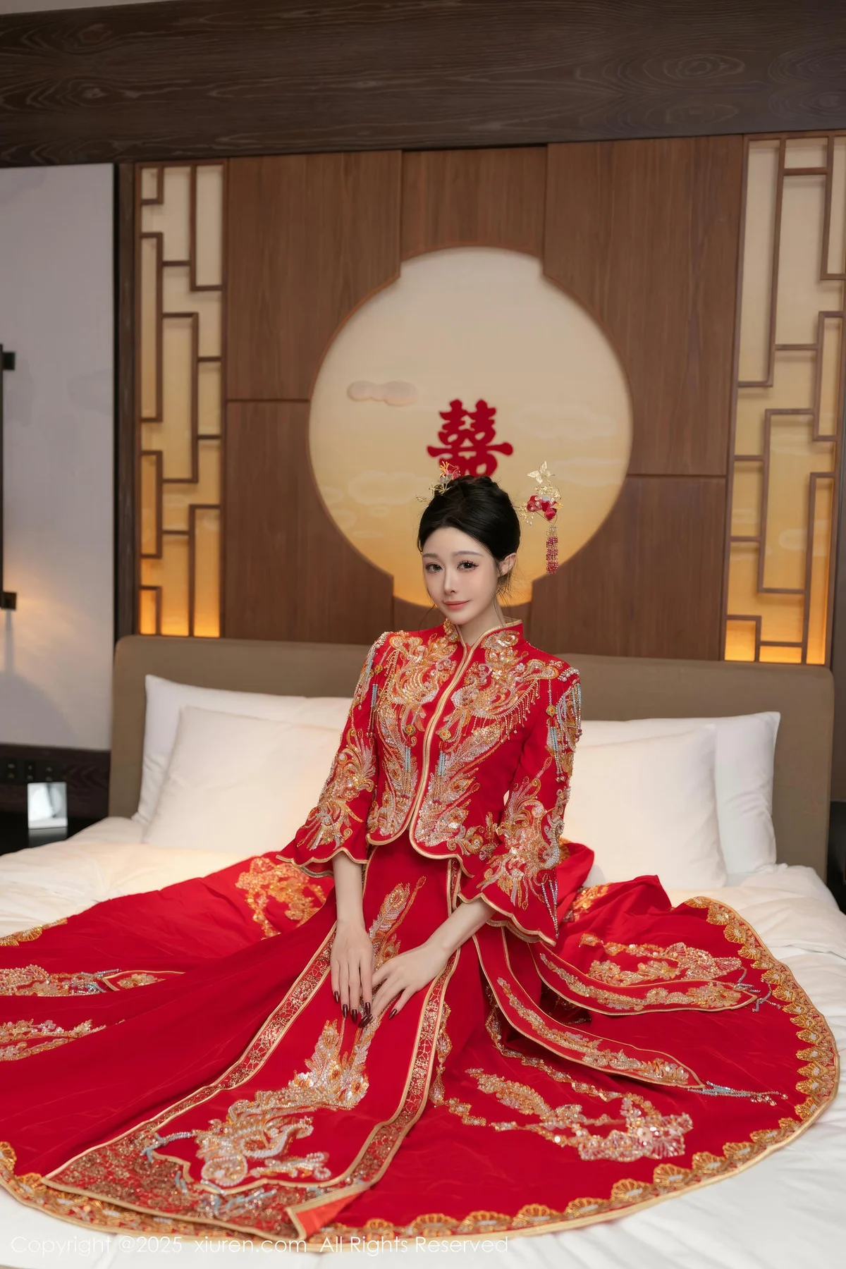 XiuRen 秀人 No.10055 小逗逗 新娘红色秀禾服制服 - 5