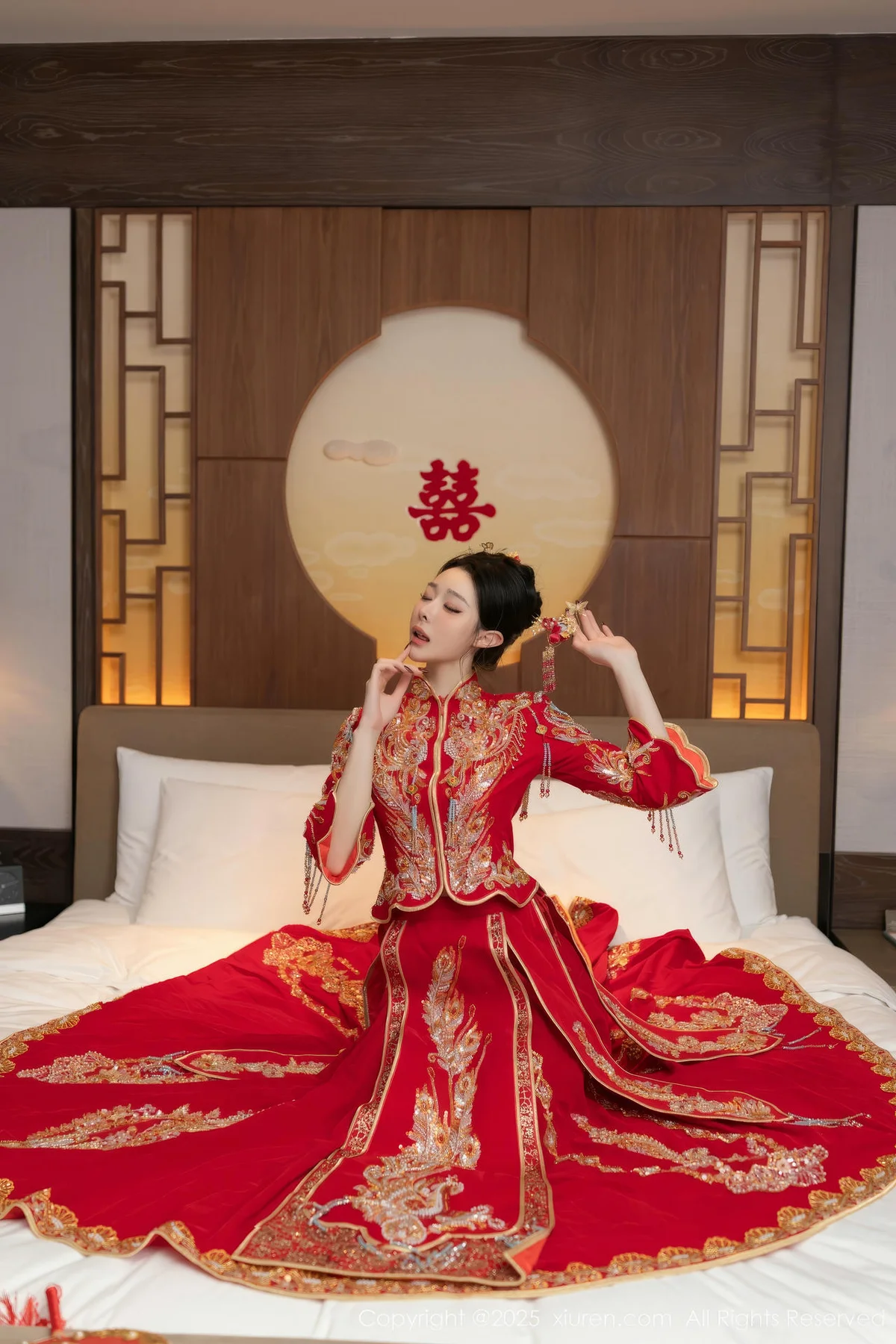 XiuRen 秀人 No.10055 小逗逗 新娘红色秀禾服制服 - 6