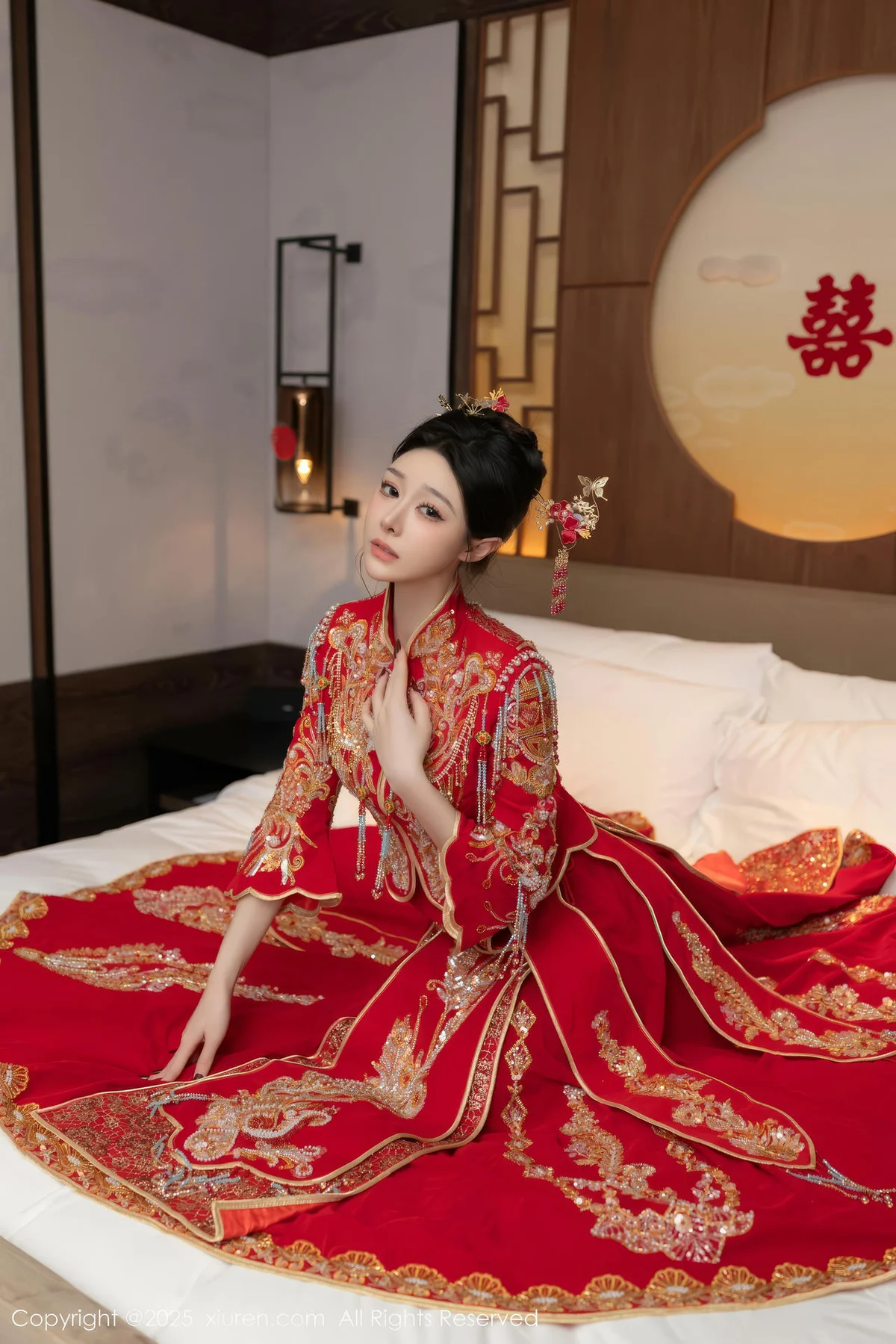 XiuRen 秀人 No.10055 小逗逗 新娘红色秀禾服制服 - 7