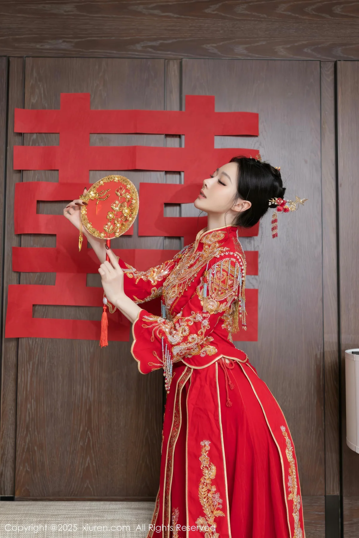 XiuRen 秀人 No.10055 小逗逗 新娘红色秀禾服制服 - 8