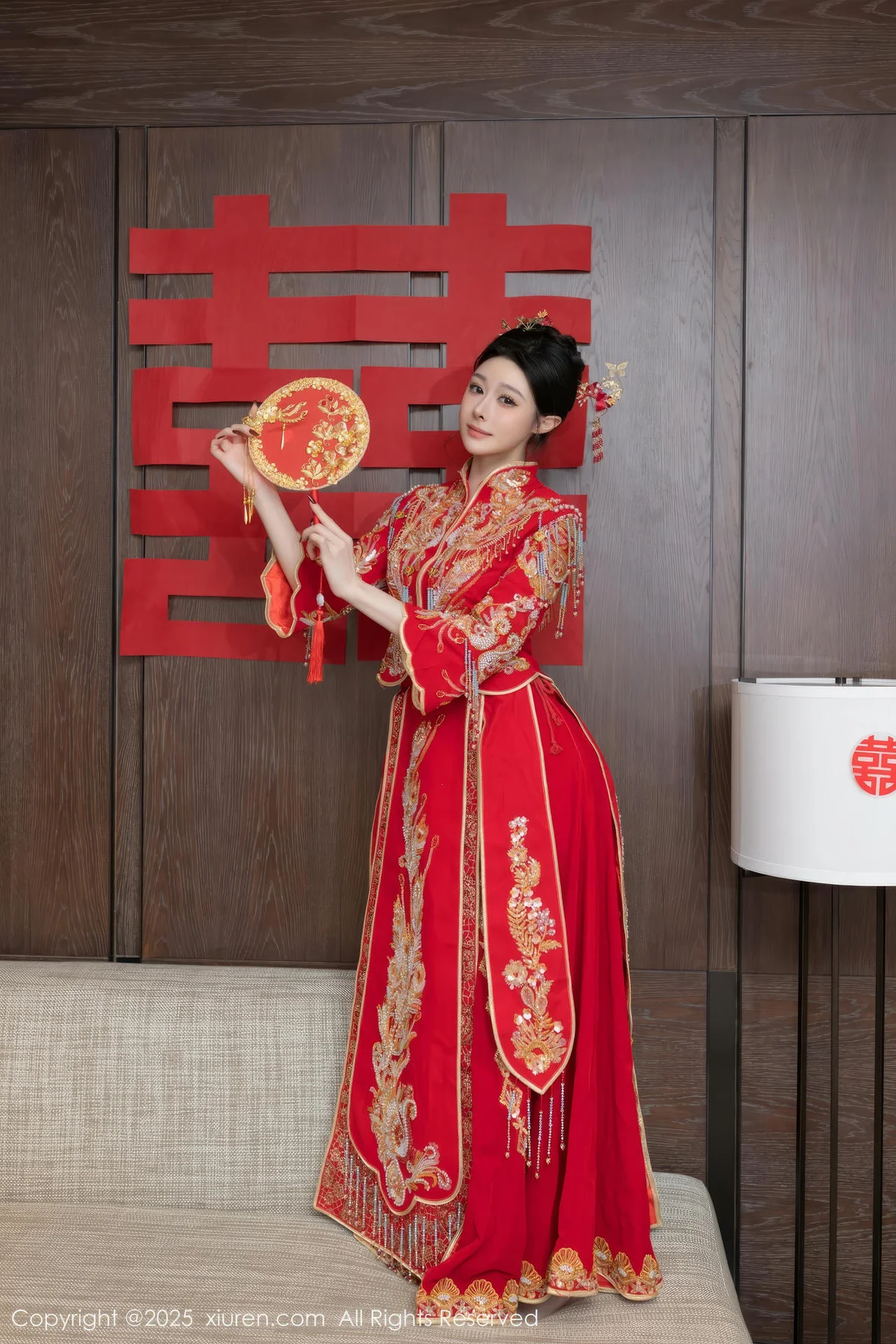 XiuRen 秀人 No.10055 小逗逗 新娘红色秀禾服制服 - 9
