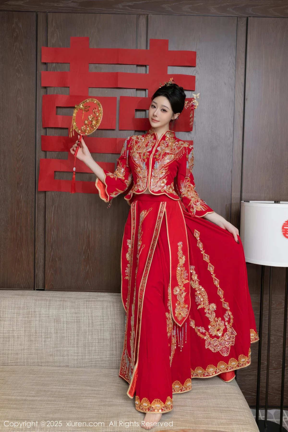 XiuRen 秀人 No.10055 小逗逗 新娘红色秀禾服制服 - 10