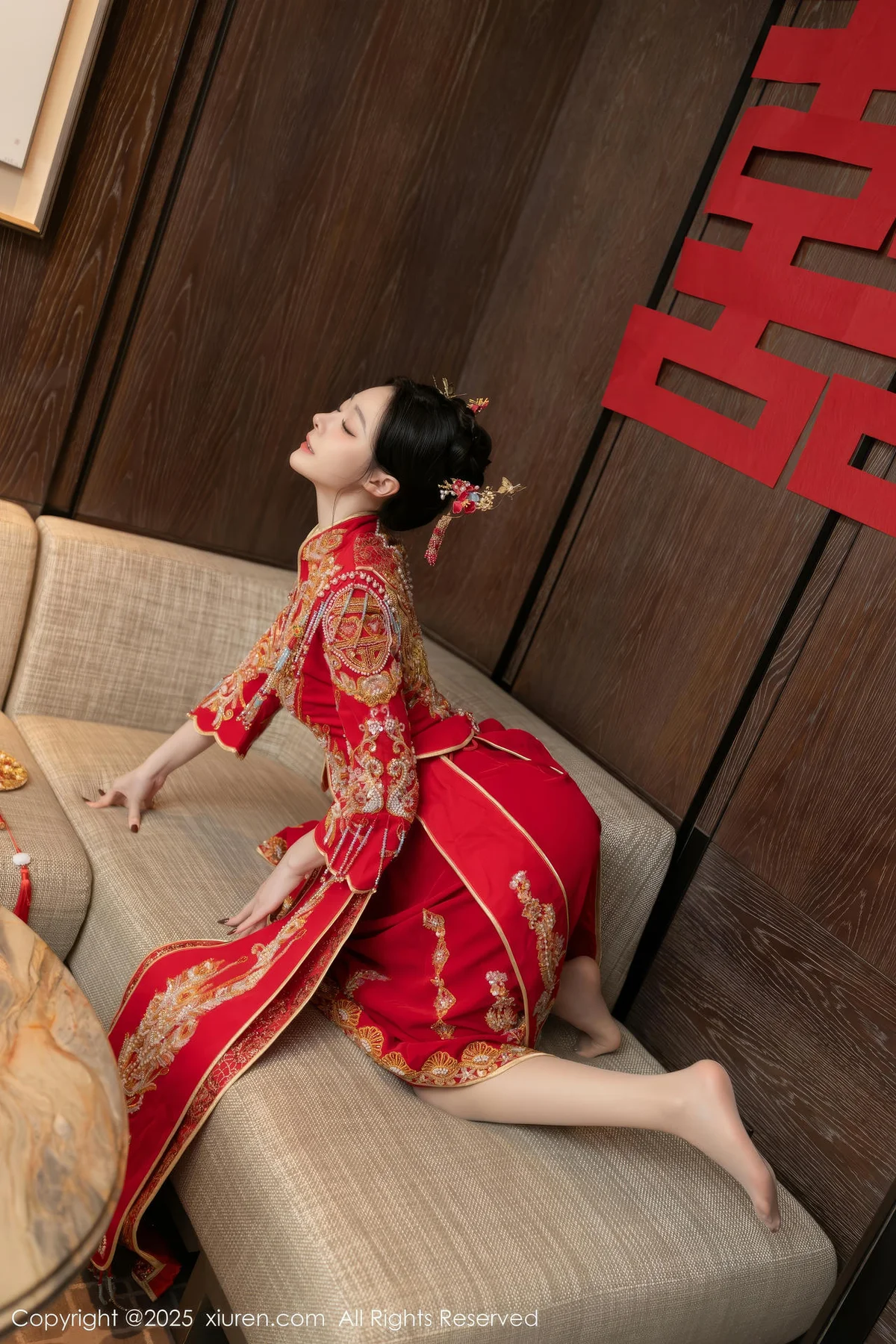 XiuRen 秀人 No.10055 小逗逗 新娘红色秀禾服制服 - 5