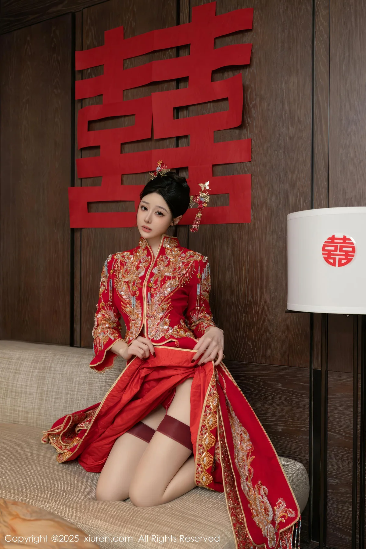 XiuRen 秀人 No.10055 小逗逗 新娘红色秀禾服制服 - 6