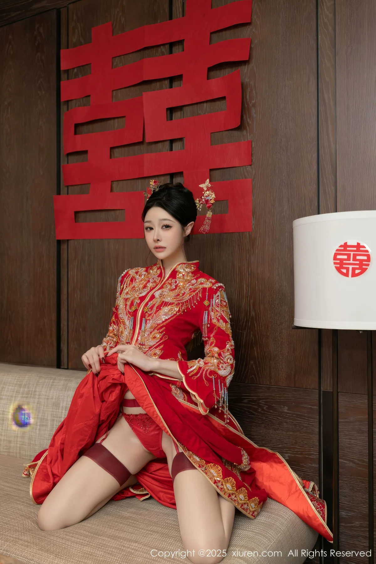 XiuRen 秀人 No.10055 小逗逗 新娘红色秀禾服制服 - 7