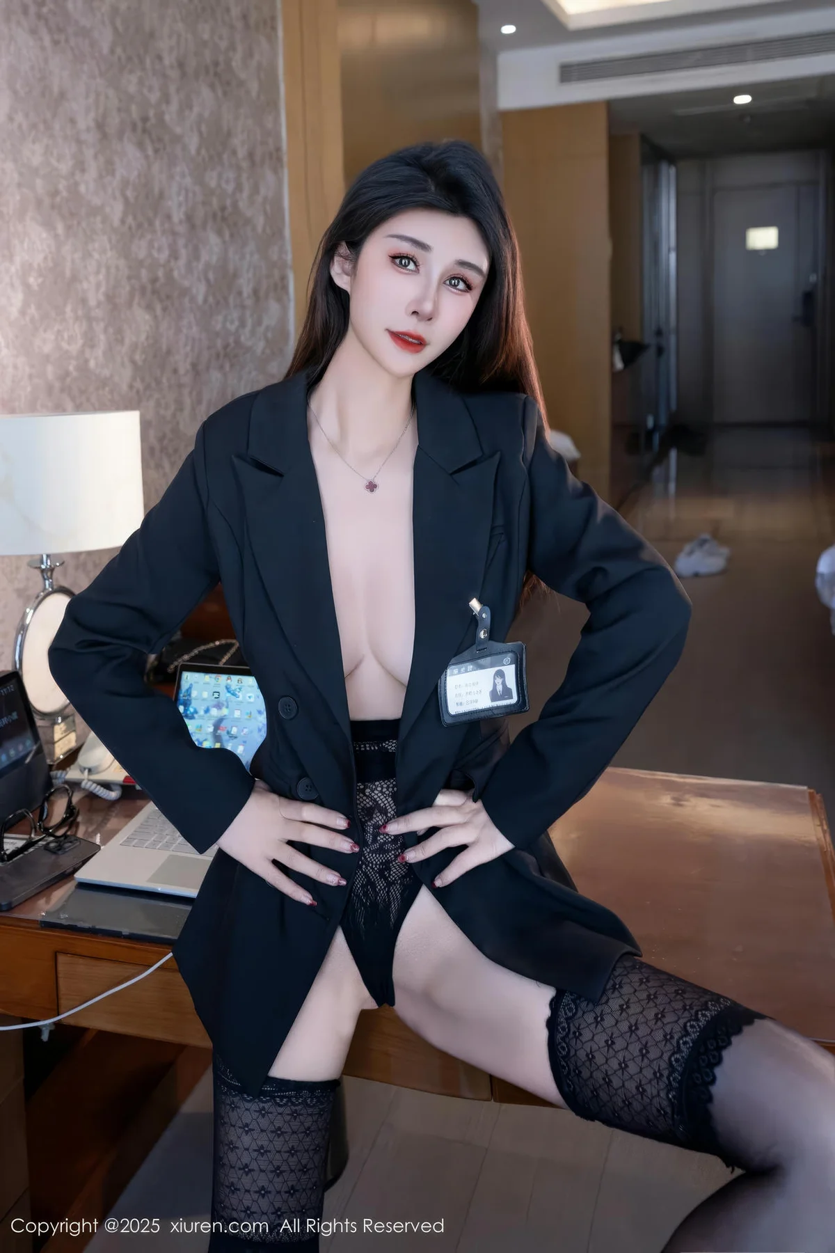 XiuRen 秀人 No.10095 艺艺yiyi 蕾丝连体衣透视 - 4