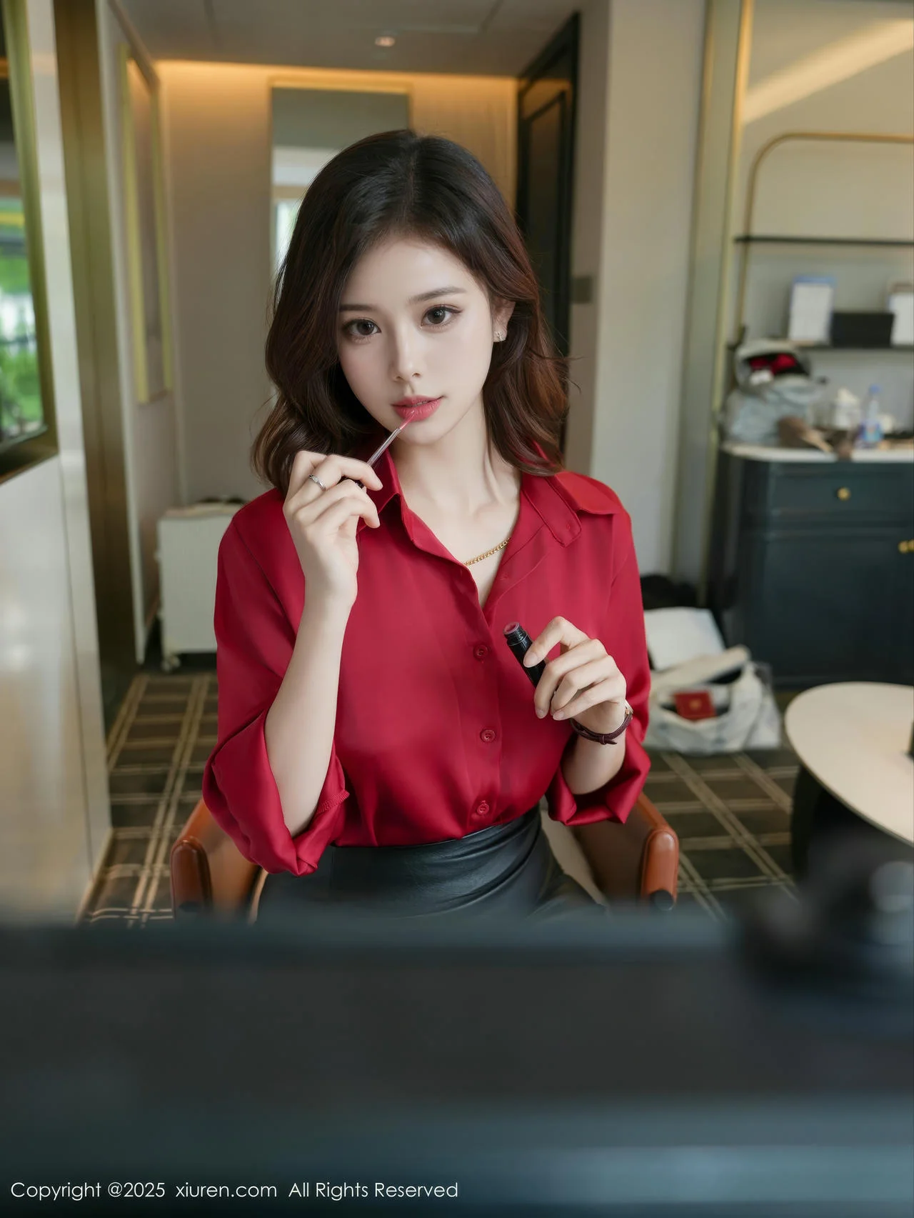 XiuRen 秀人 No.10157 玫瑰我爱你 性感红色衬衫 - 10