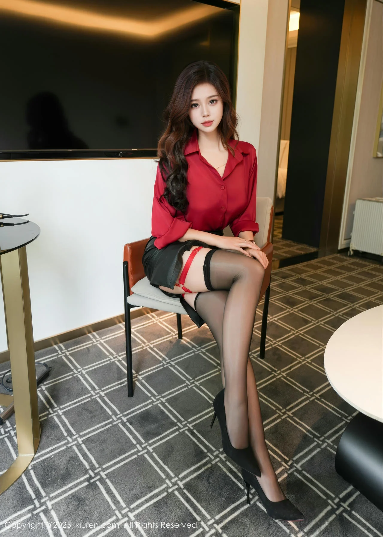 XiuRen 秀人 No.10157 玫瑰我爱你 性感红色衬衫 - 10