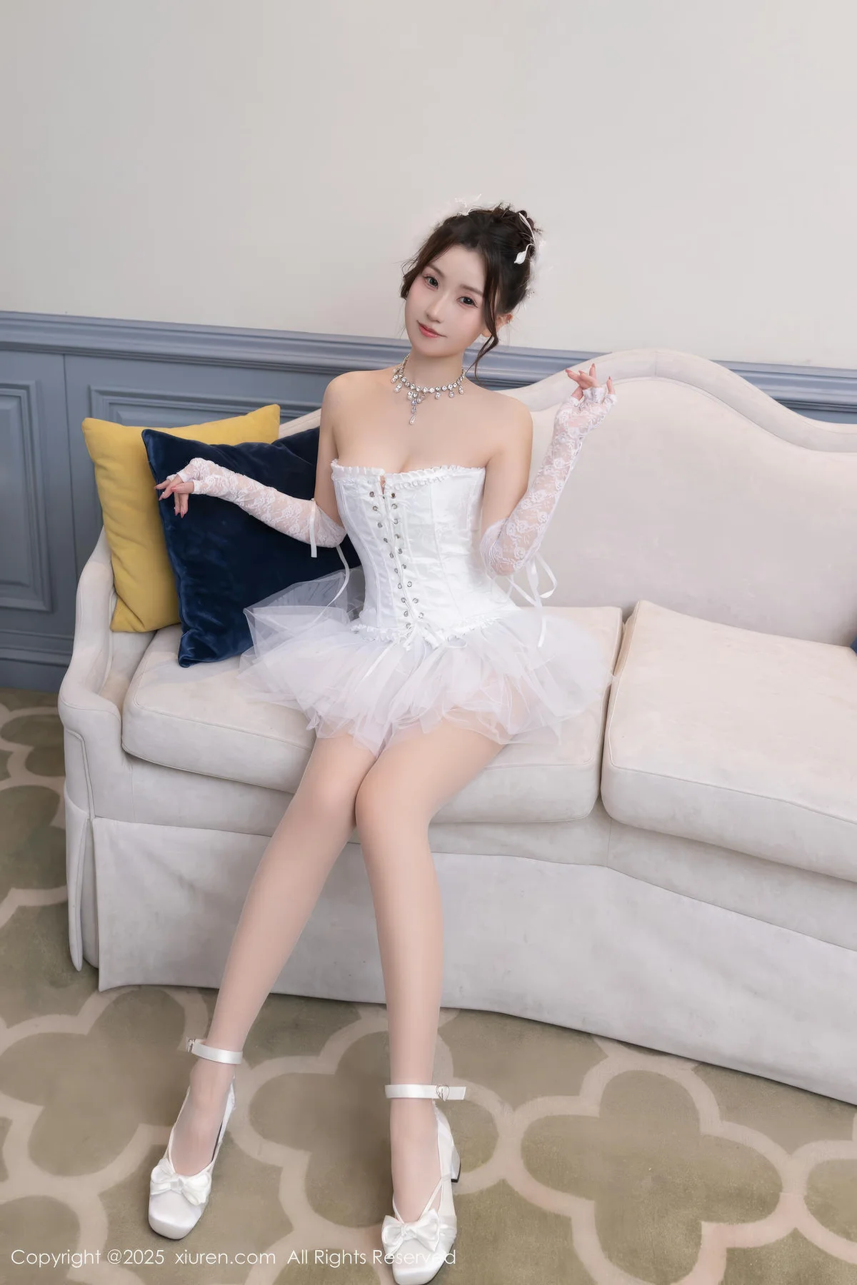 XiuRen 秀人 No.10161 杏子Yada 白色连衣短裙 - 3