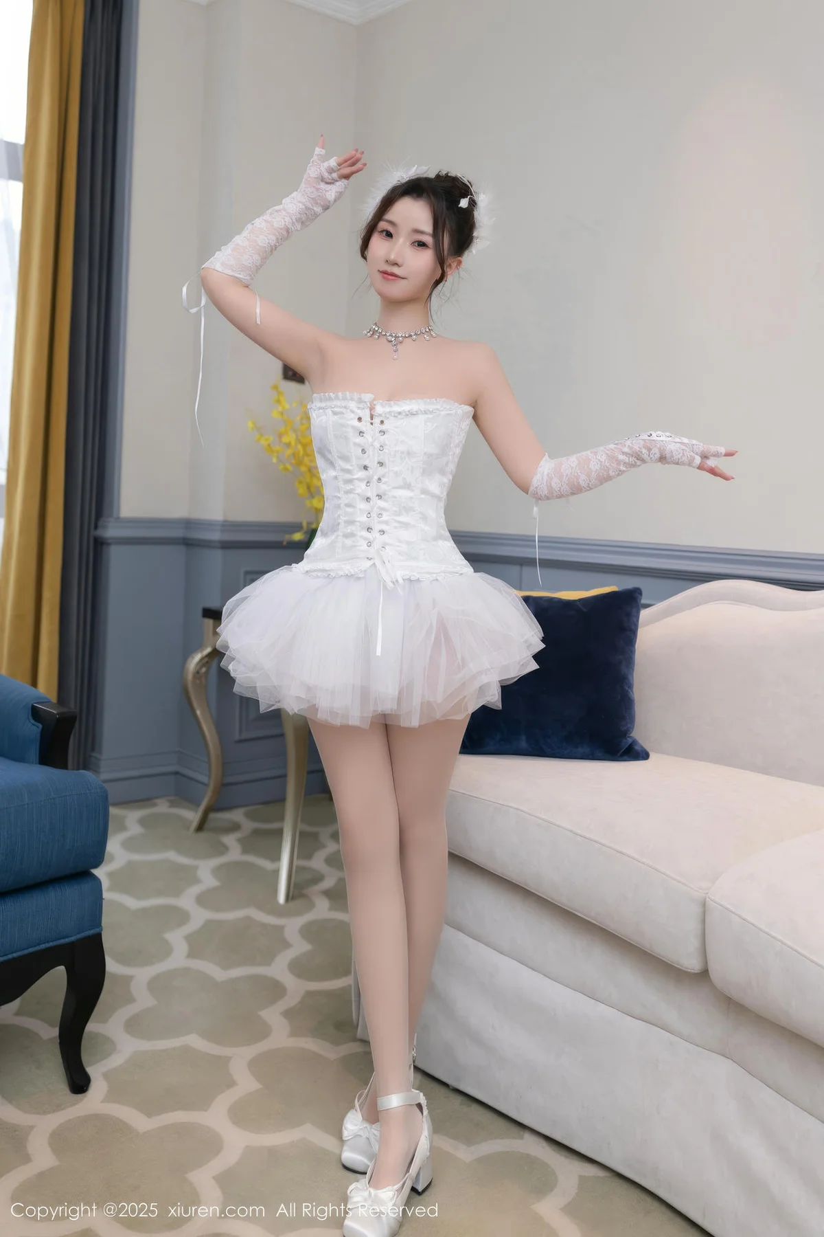 XiuRen 秀人 No.10161 杏子Yada 白色连衣短裙 - 10
