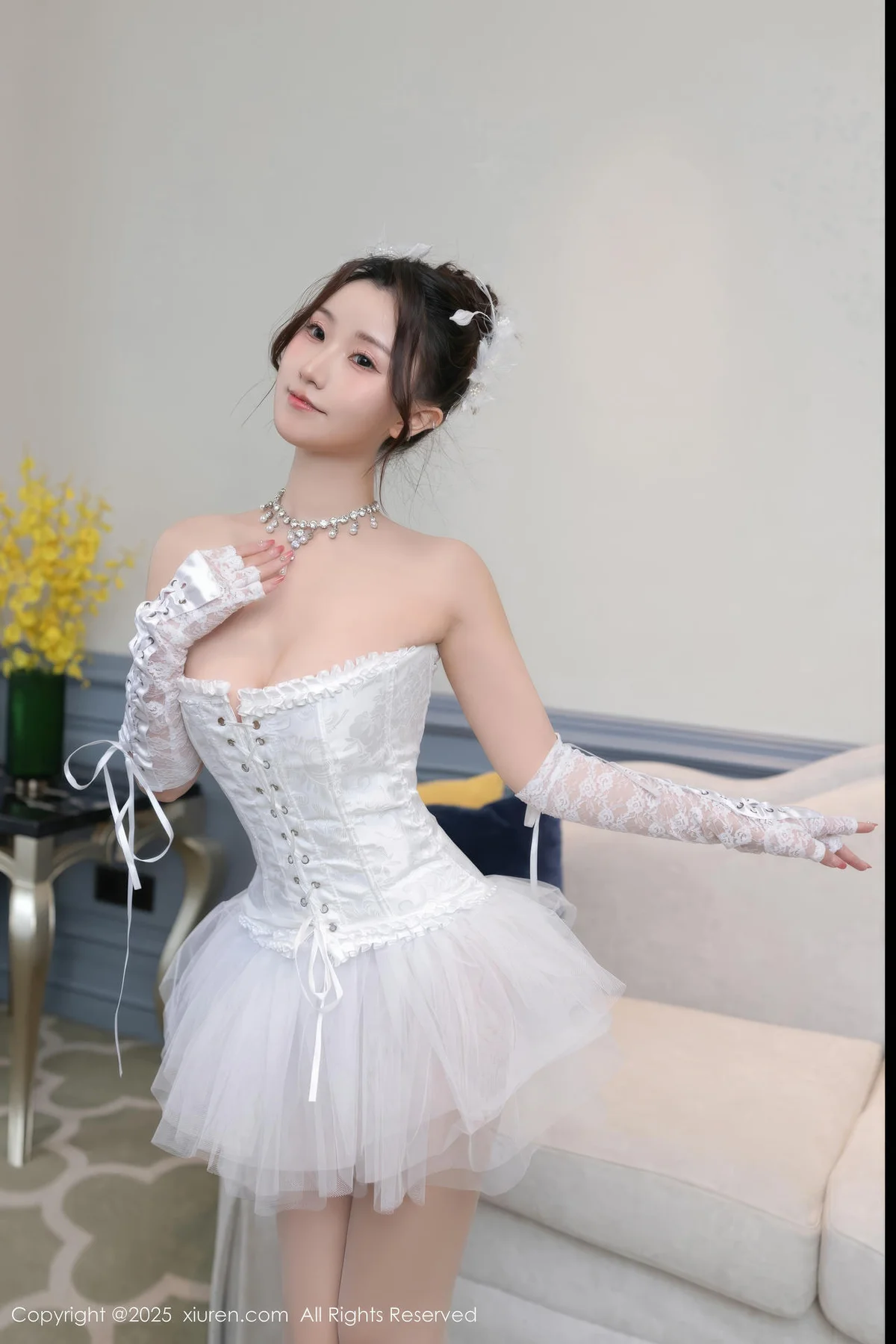 XiuRen 秀人 No.10161 杏子Yada 白色连衣短裙 - 5