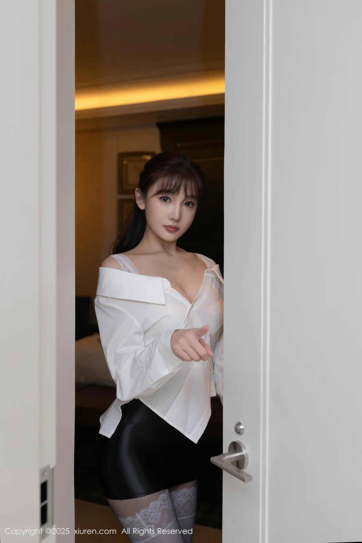 XiuRen 秀人 No.10166 陆萱萱 白色衬衫黑丝， - 10