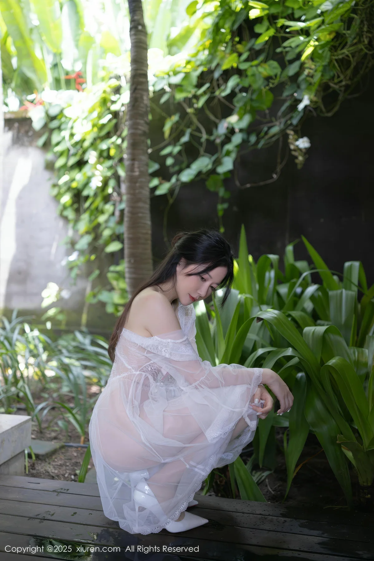 XiuRen 秀人 No.10173 鱼子酱Fish 白色轻透连衣裙 - 9