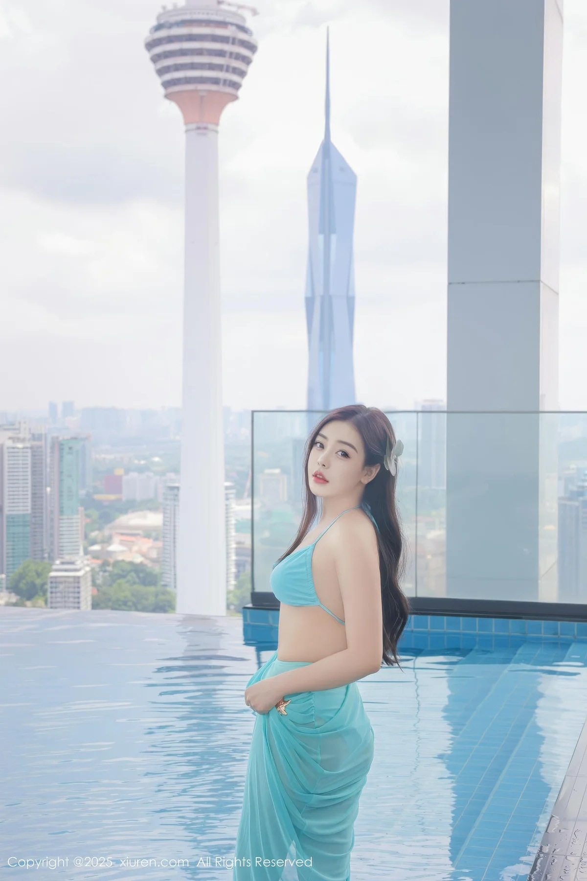 XiuRen 秀人 No.10187 希雅sia 性感蓝色泳衣 - 4