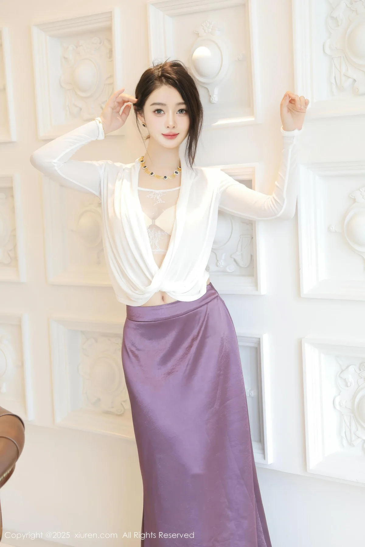 XiuRen 秀人 No.10201 Candy糖糖 紫色裙子肉色丝袜 - 8